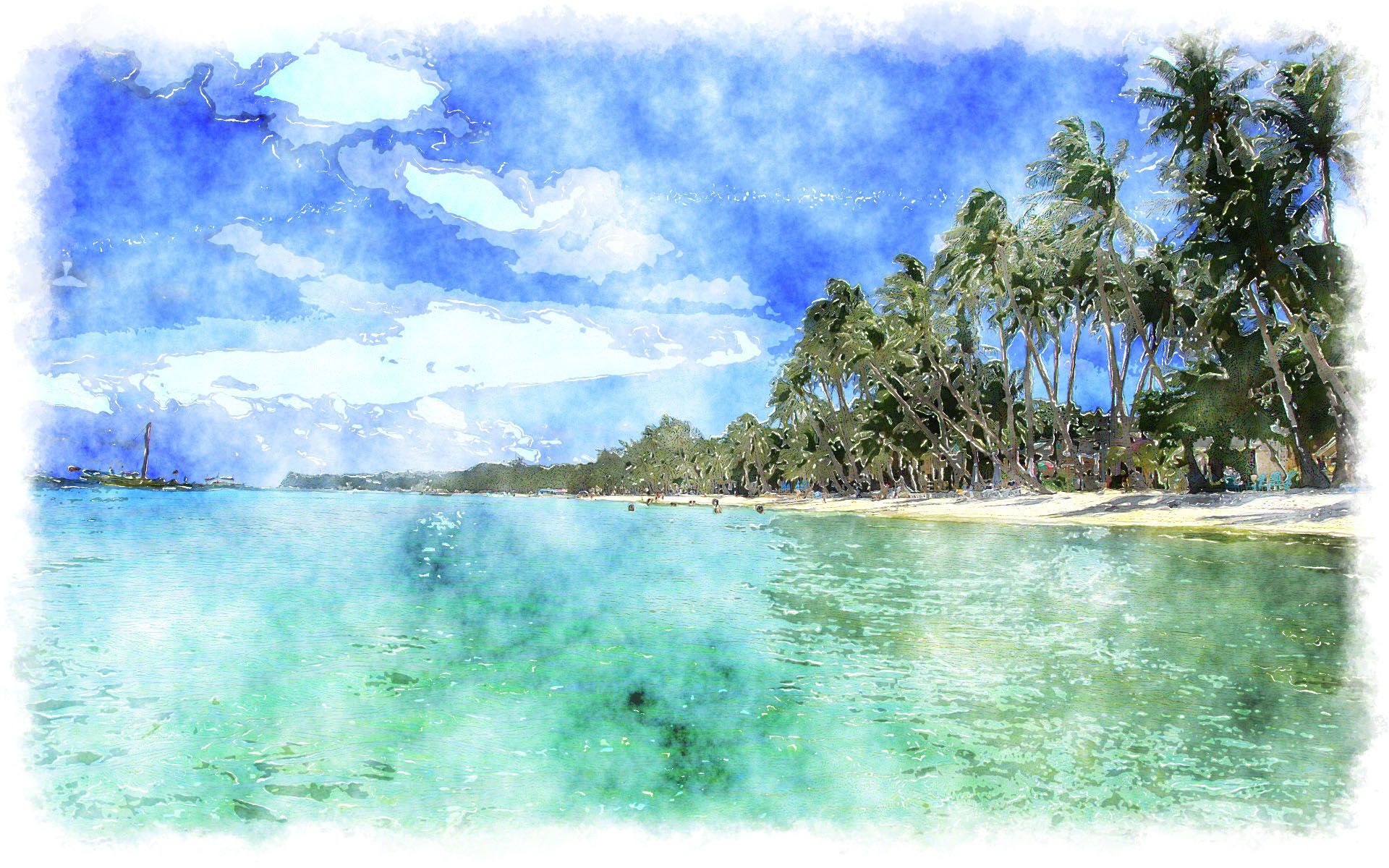 watercolor tropical island. Watercolor paintings for beginners, Beach watercolor, Watercolor paintings easy