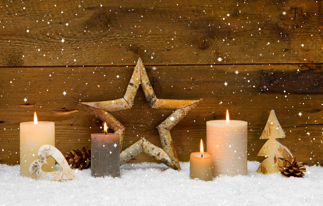 Wallpaper winter, stars, holiday, heart, candles, star, heart, winter, Merry Christmas, holiday, candles, Christmas decoration, Christmas decorations, cones, cones, Merry Christmas image for desktop, section новый год