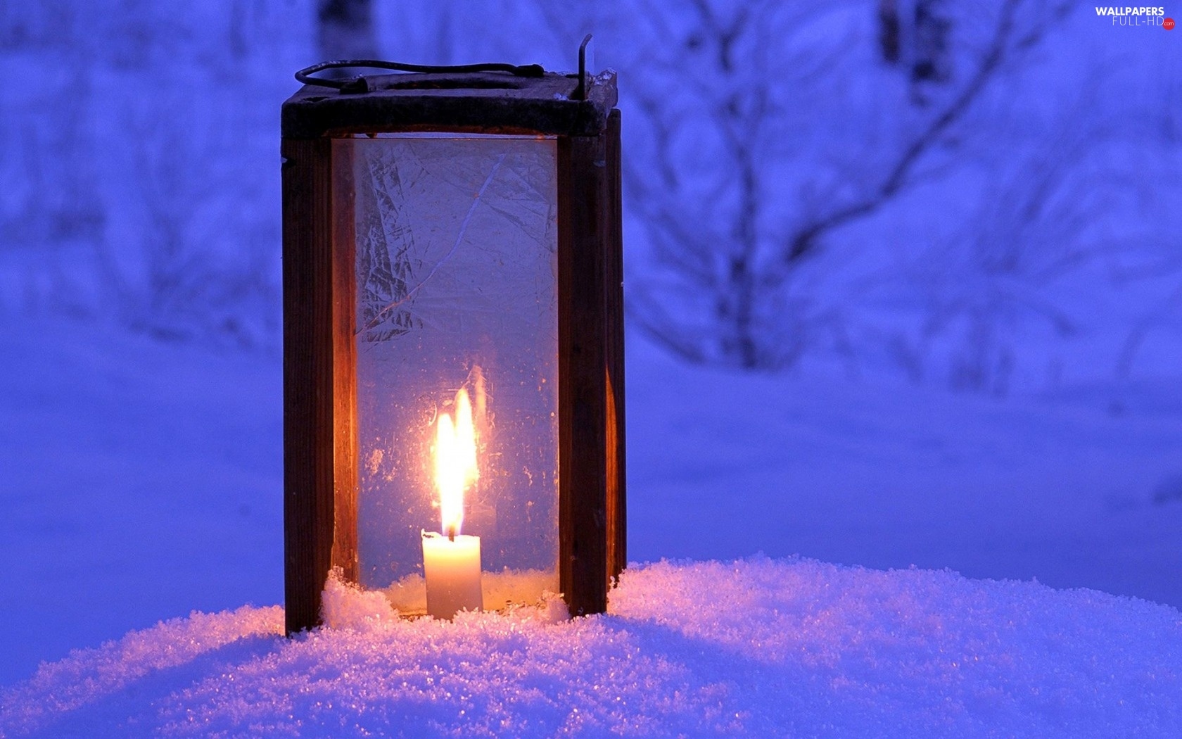 candle, lantern, winter, Big Fire, snow HD Wallpaper: 1680x1050