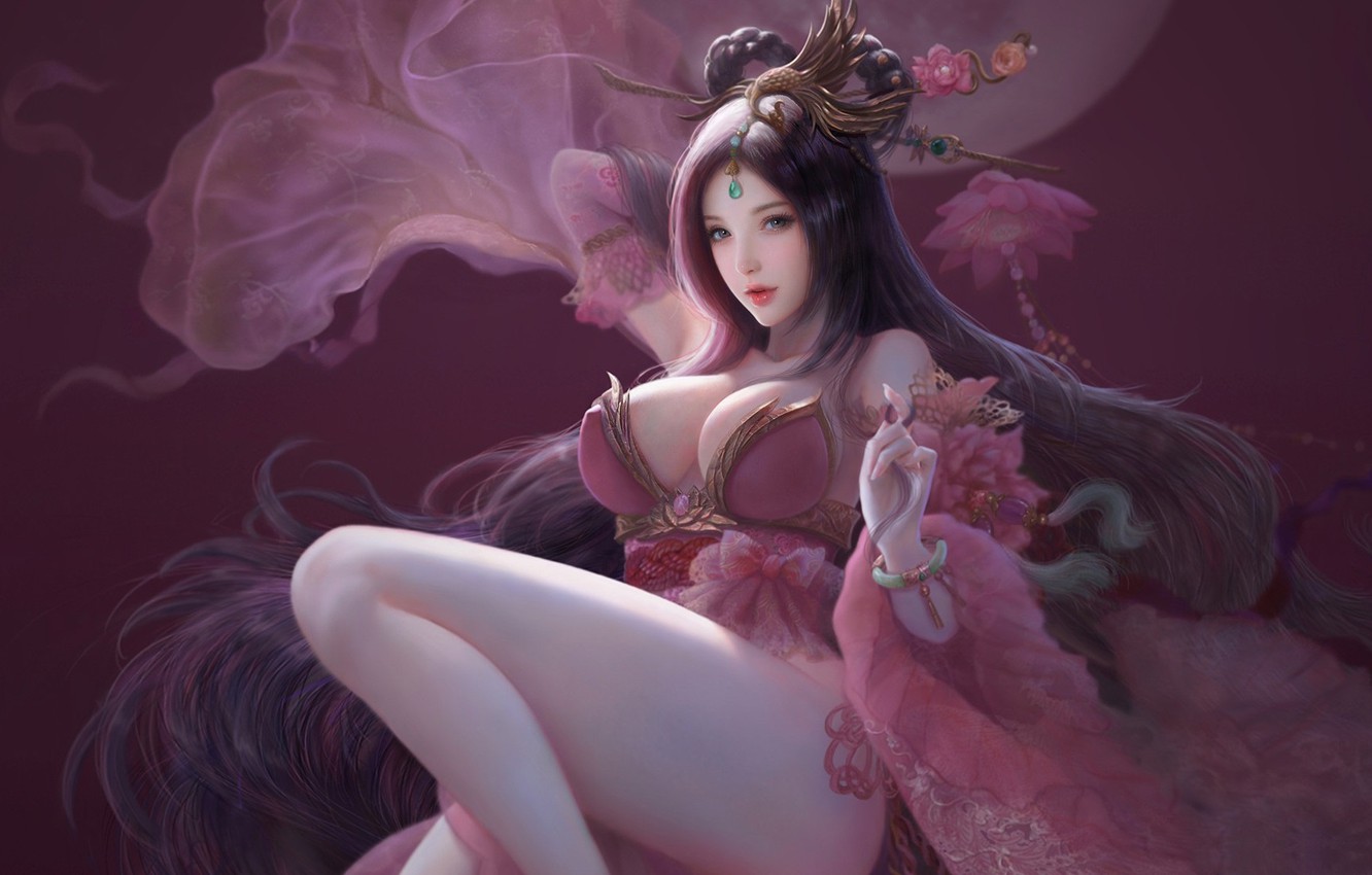 Wallpaper girl, the game, fantasy, art, Ruoxin Zhang, illustration Game, Pink Diao Chan image for desktop, section сёнэн