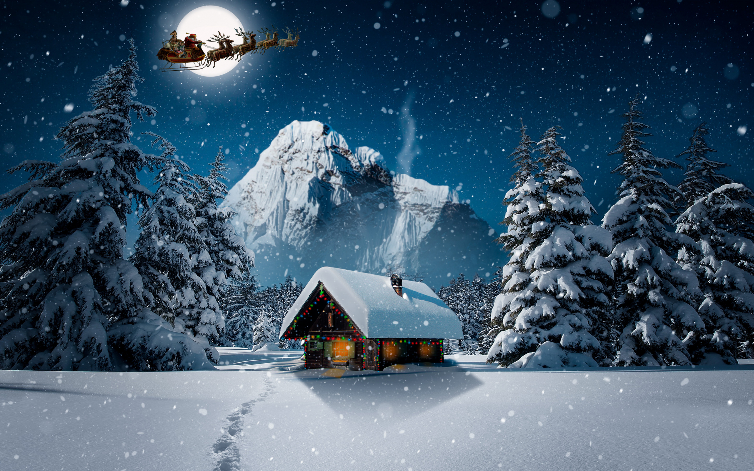 Download 2560x1600 wallpaper snowfall, winter, hut, house, winter, christmas, dual wide, widescreen 16: widescreen, 2560x1600 HD image, background, 17253