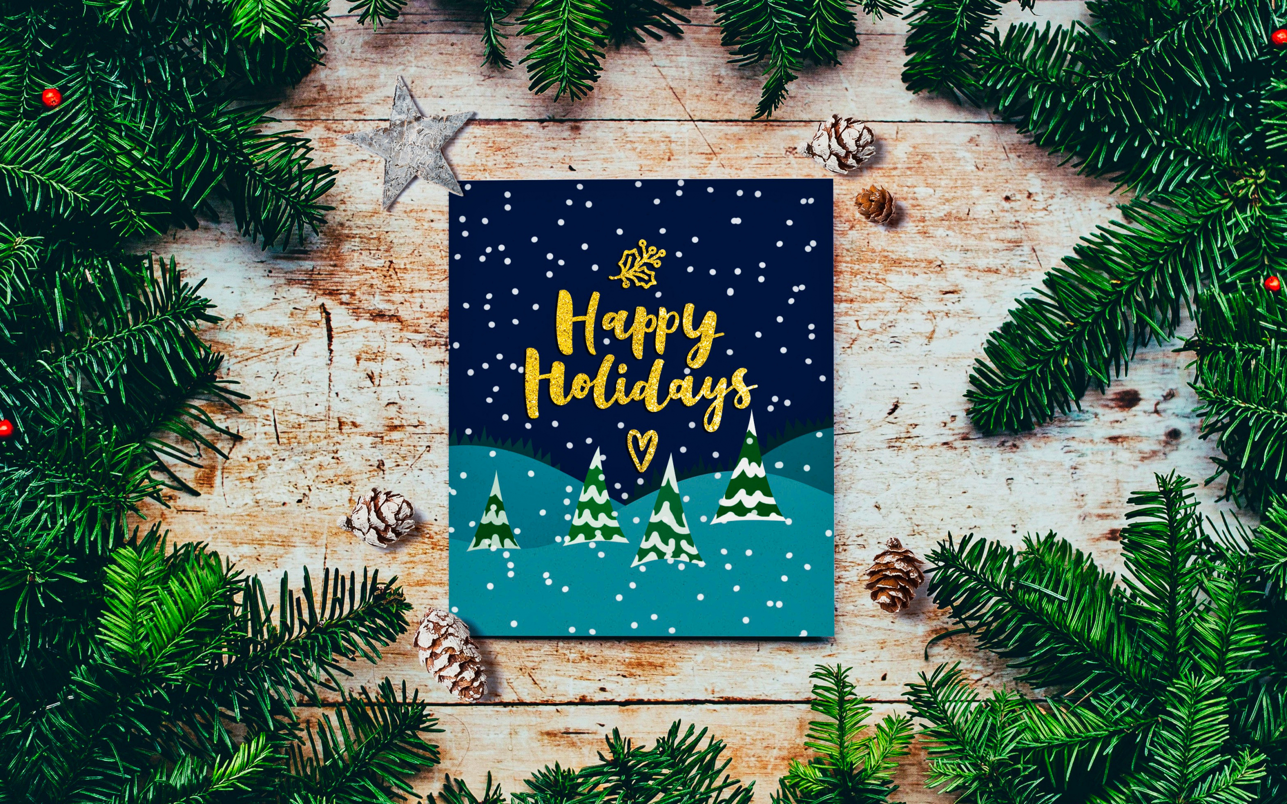 Download 2560x1600 wallpaper happy holidays, merry christmas, happy new year, greetings card, dual wide, widescreen 16: widescreen, 2560x1600 HD image, background, 23624