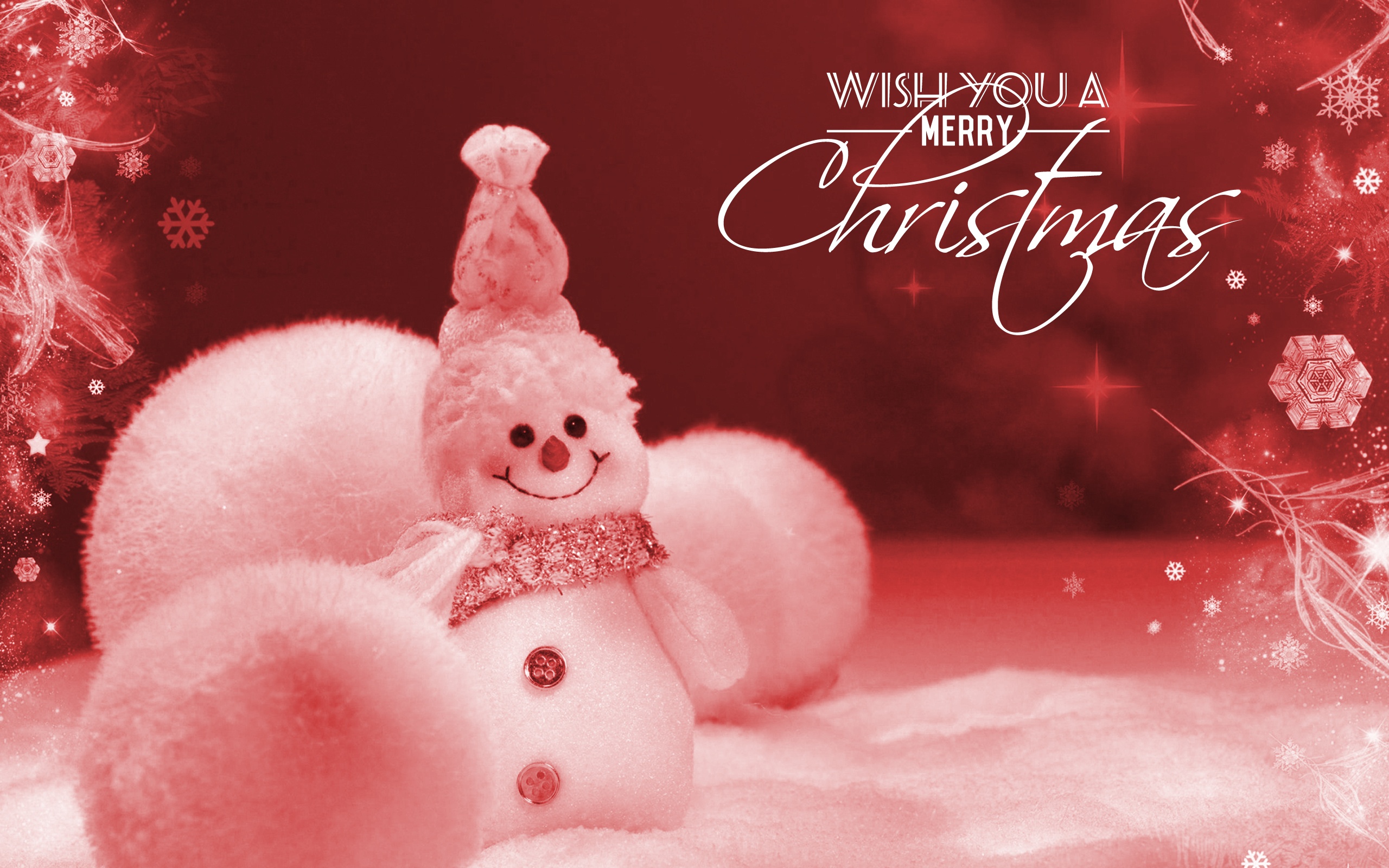 Christmas Snowman With Hat Wallpaper