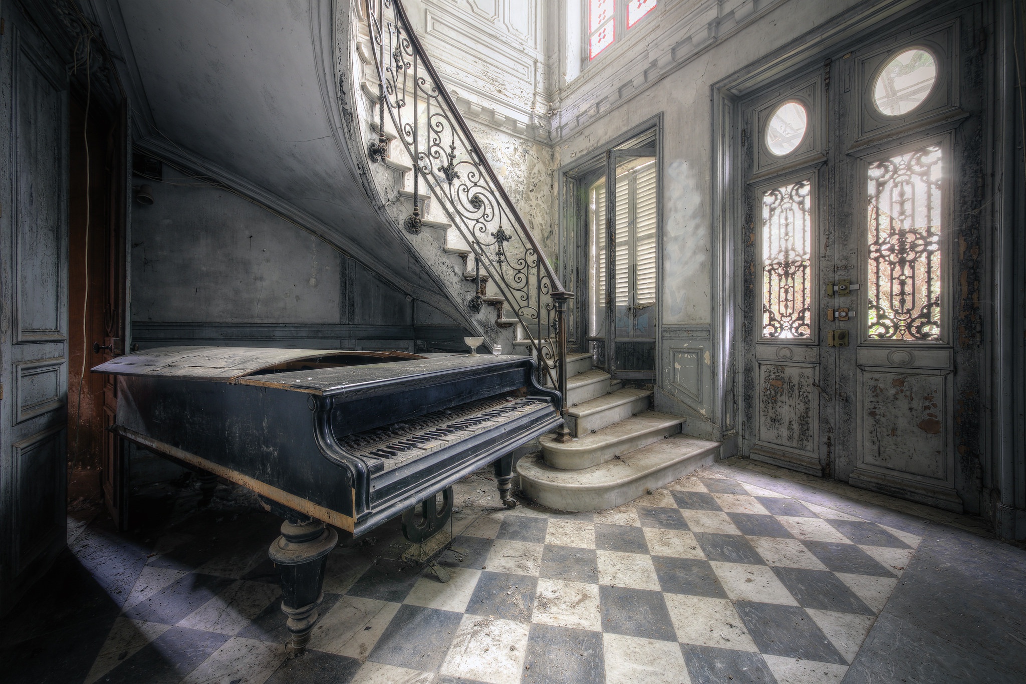 Wallpaper, 2048x1365 px, abandoned, building, musical instrument, old, piano 2048x1365