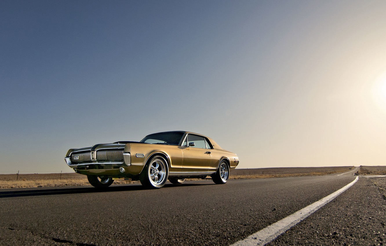 Wallpaper the sky, the sun, wheel, Cougar, 1967, side, Mercury image for desktop, section другие марки