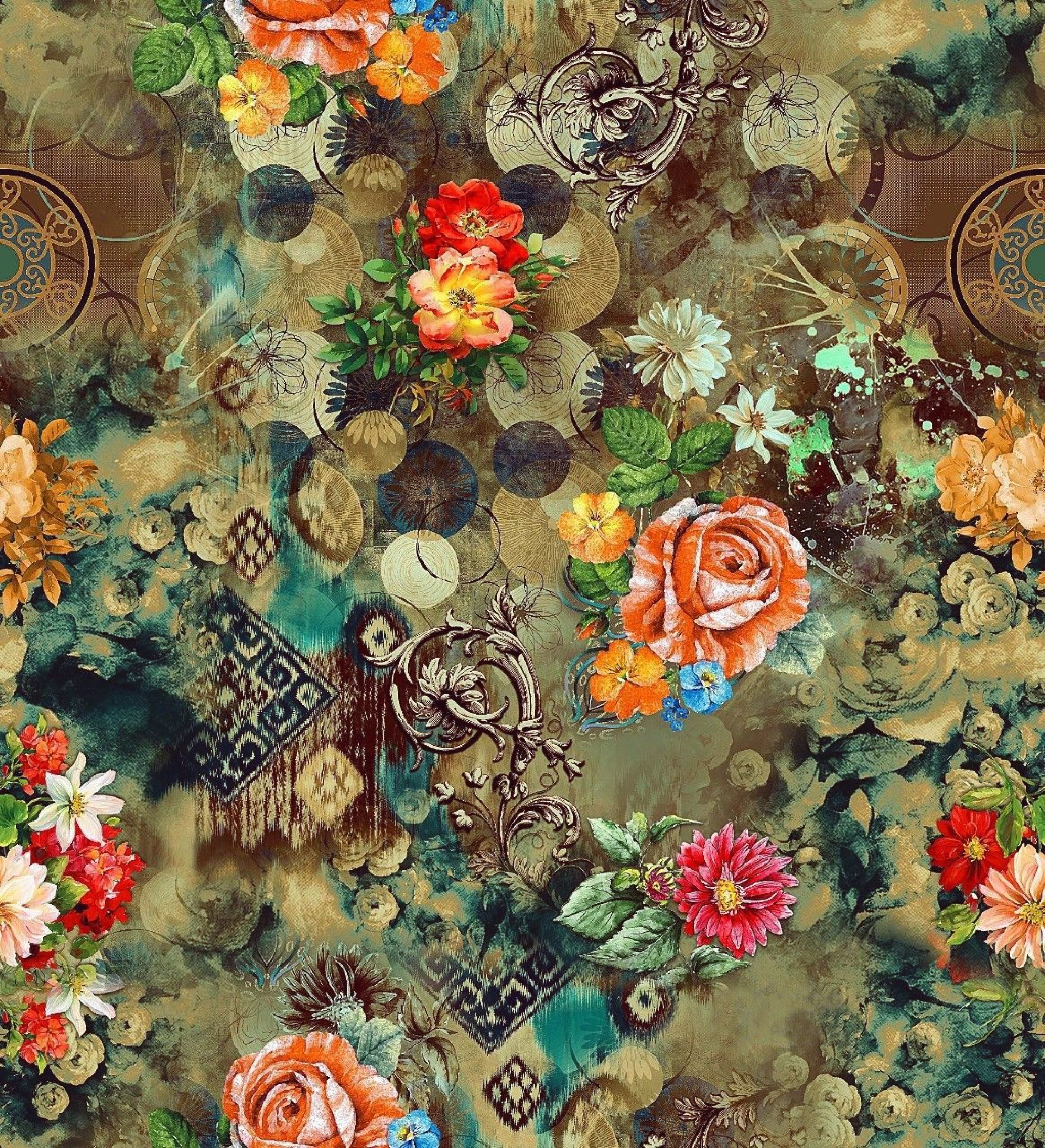 Collage Art Floral Wallpaper