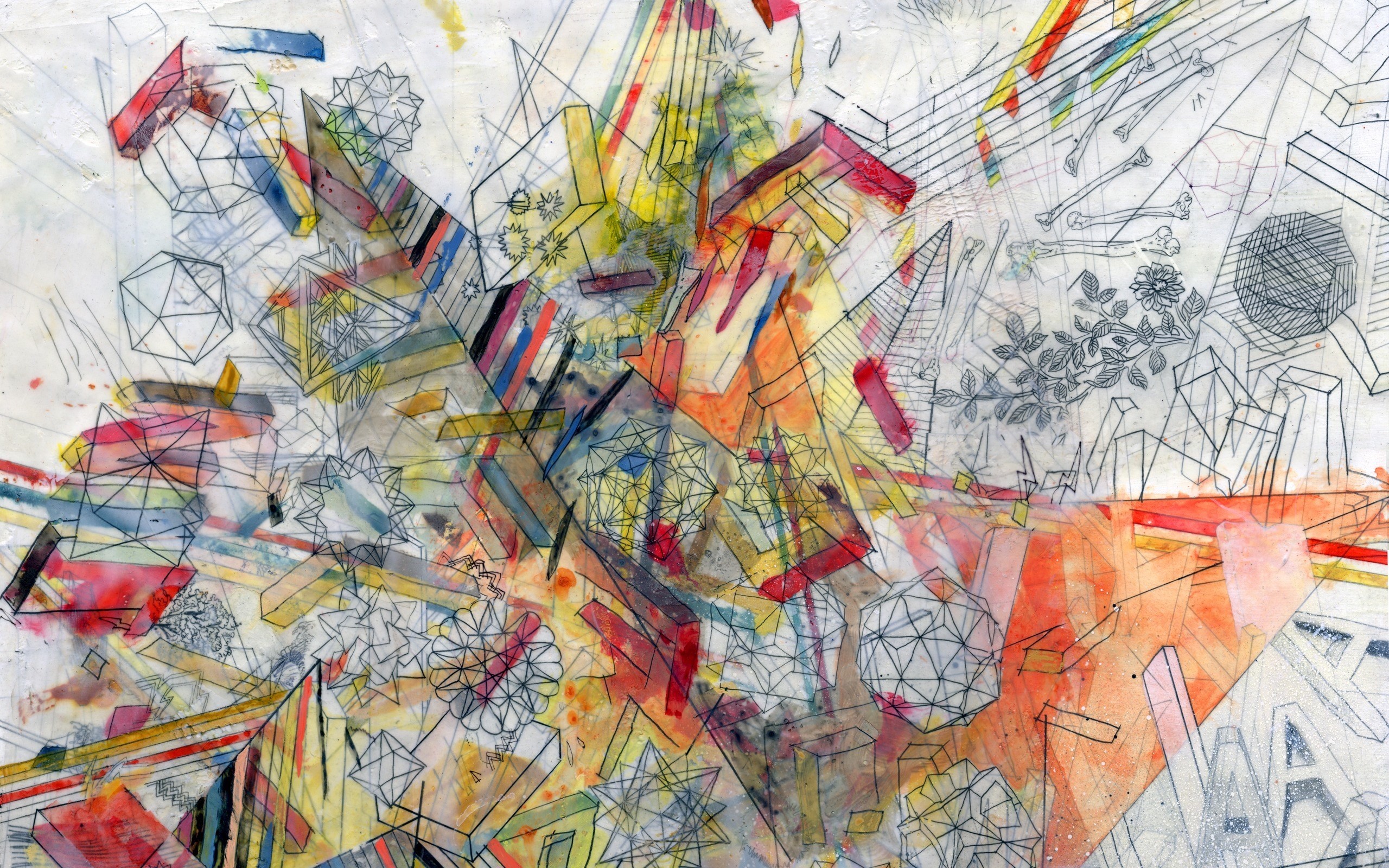 Wallpaper, drawing, painting, illustration, abstract, collage, ART, sketch, modern art, child art 2560x1600