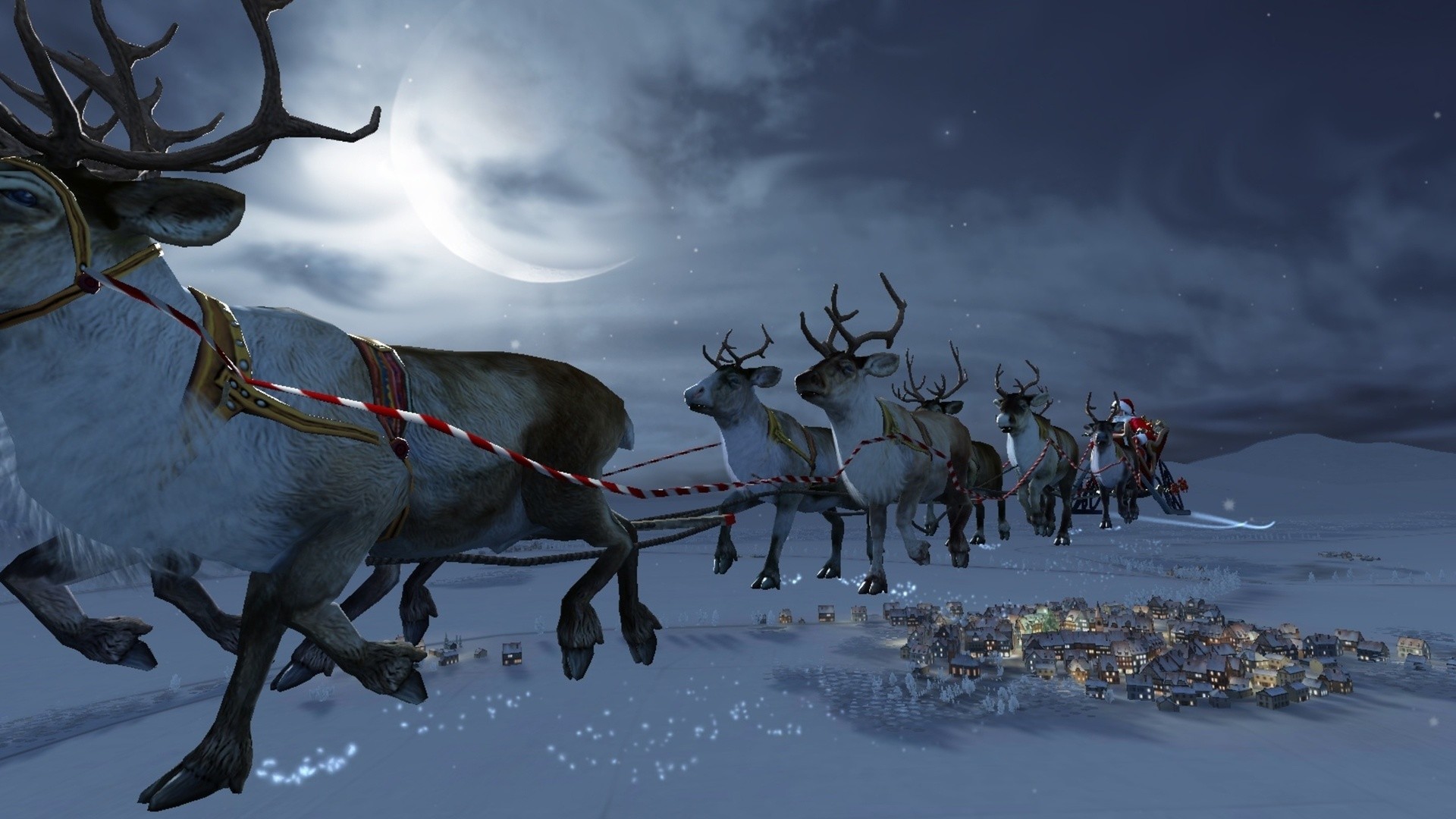 3D Christmas Background Desktop Wallpaper High Definition Claus Reindeer 3D