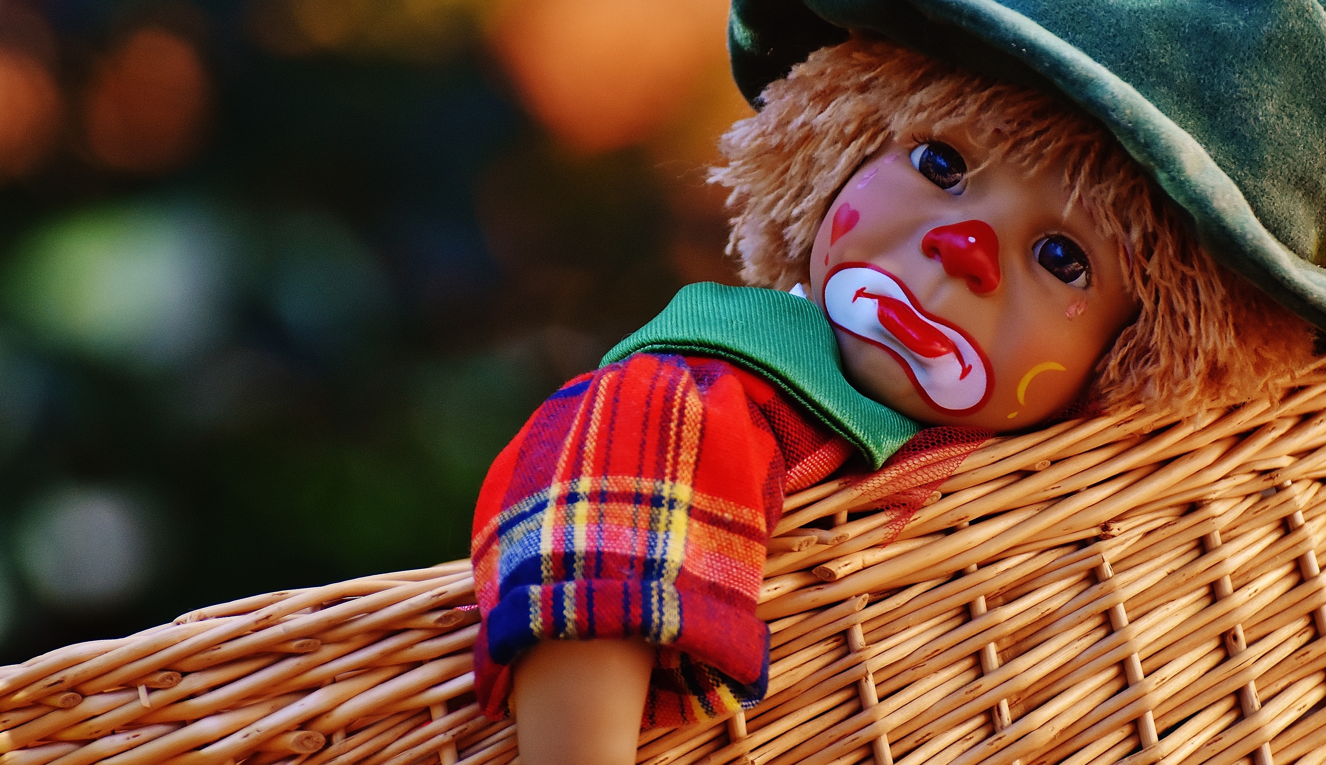 Sad Clown Doll in Basket · Free
