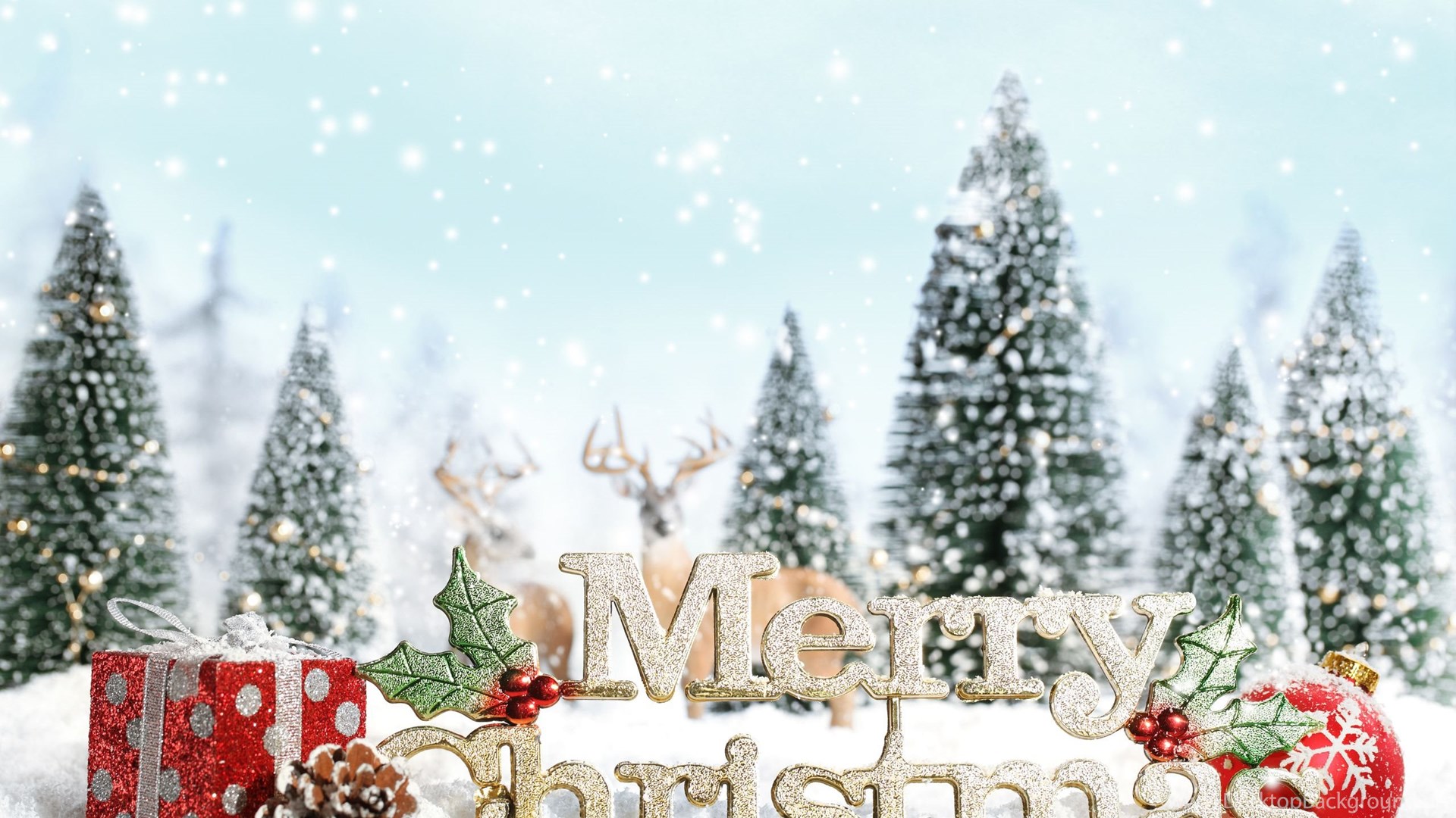Tree Snowflake New Year Merry Christmas Wallpaper Desktop Background