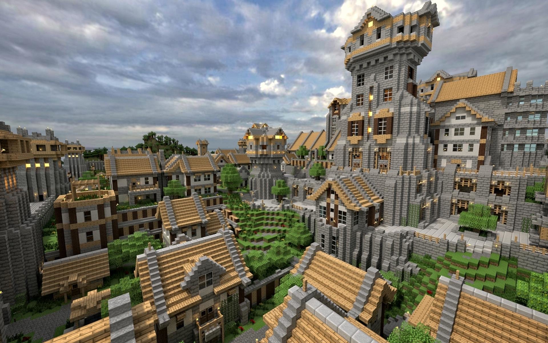 Build Minecraft Village HD Wallpaper