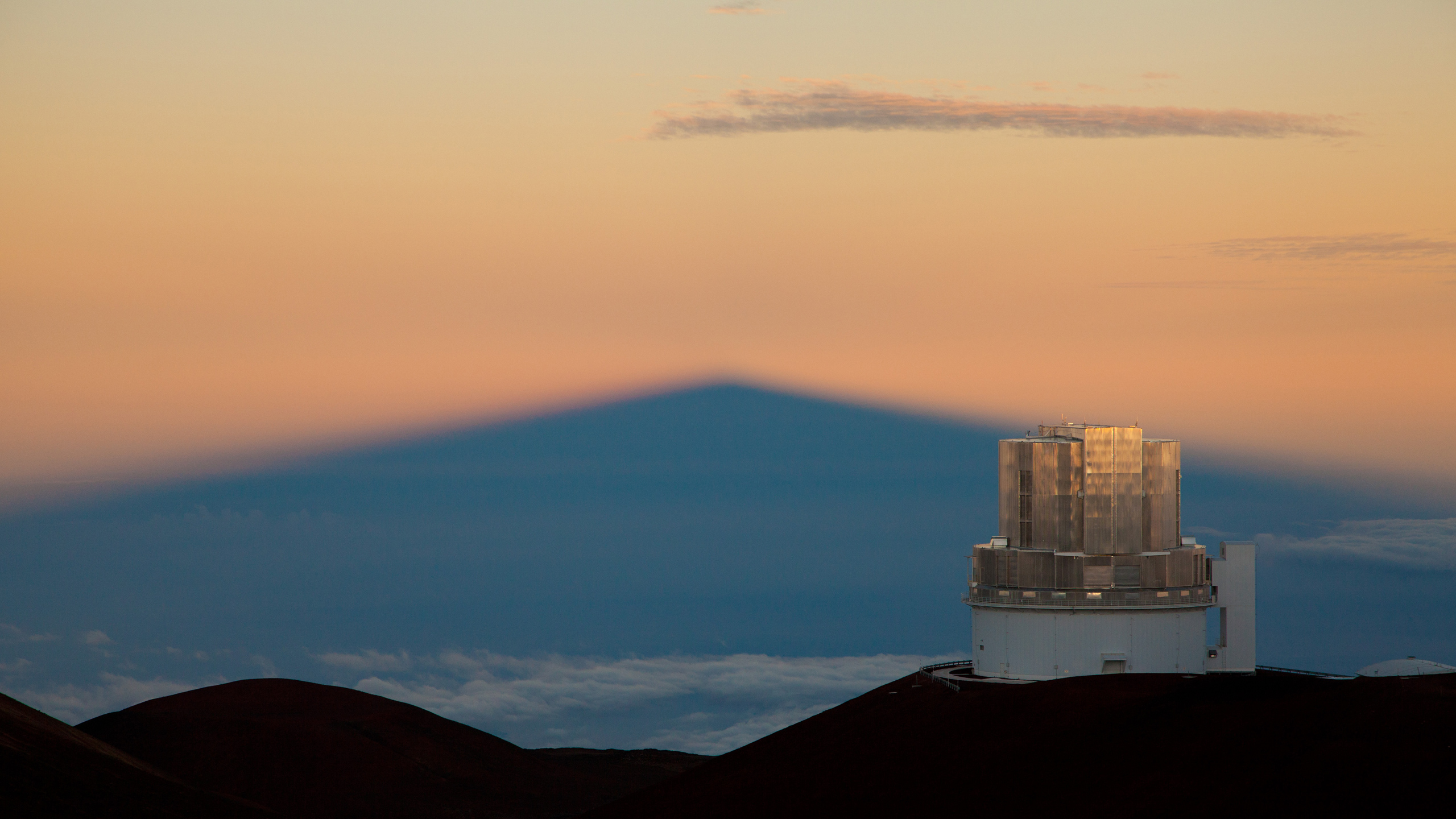 Sunrise Illuminated Subaru Telescope And Mauna Kea's Shadow. NAOJ: National Astronomical Observatory Of Japan