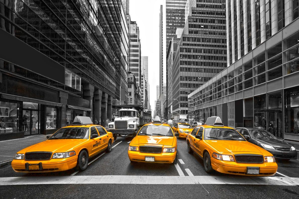 New York City Taxi Wallpaper Wall Mural by LoveAbode.com. New york taxi, New york city, Taxi service