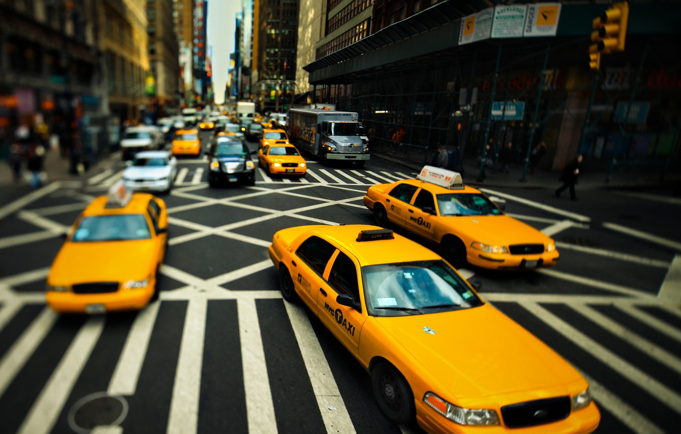 Wallpaper road, street, focus, New York, taxi, New York, taxi image for desktop, section город