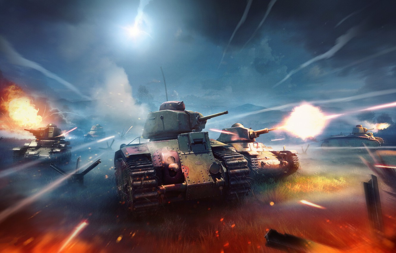 Wallpaper field, fire, war, tank, shooting, tanks, War Thunder image for desktop, section игры