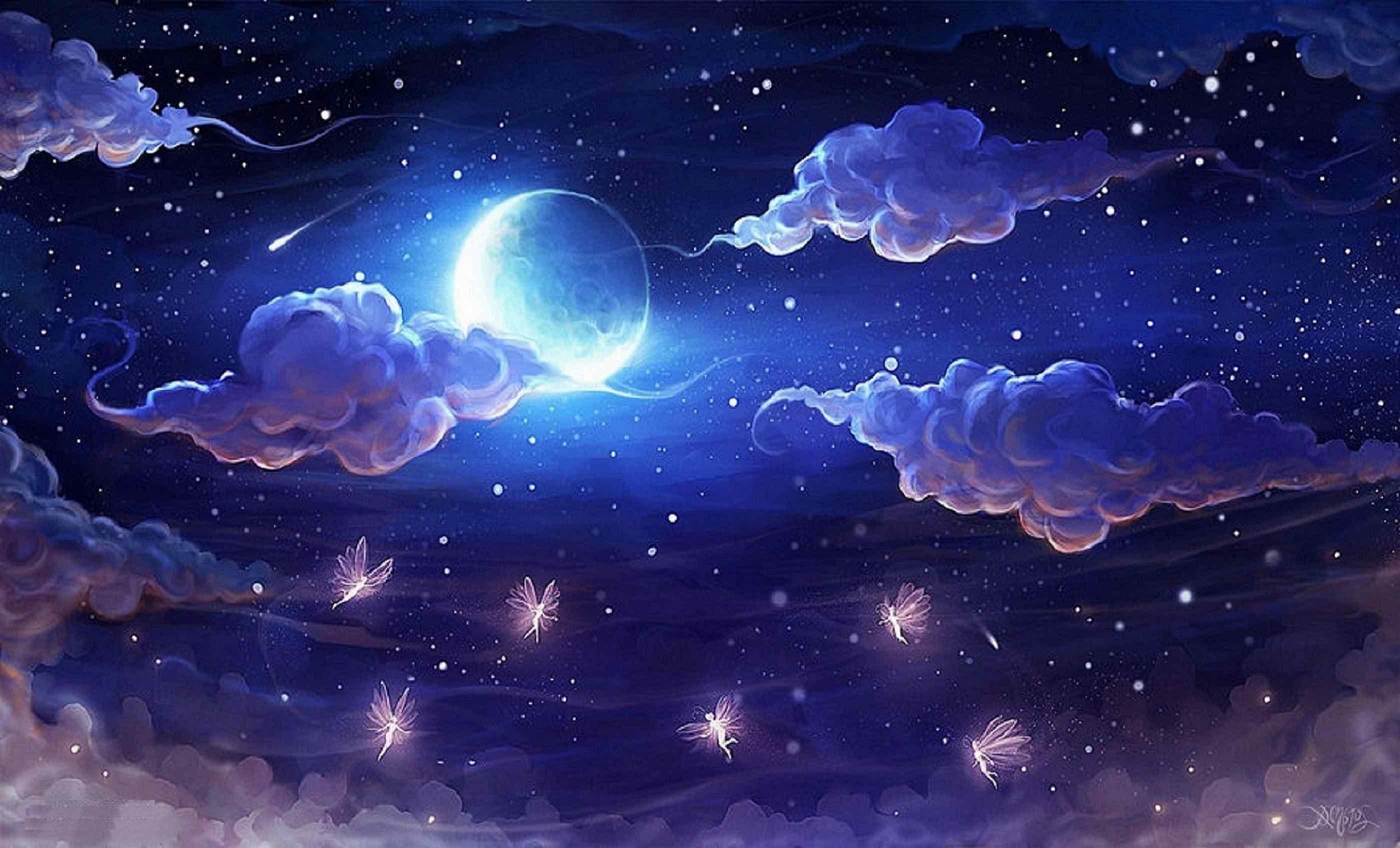 Night Sky Moon Wallpaper Free Night Sky Moon Background