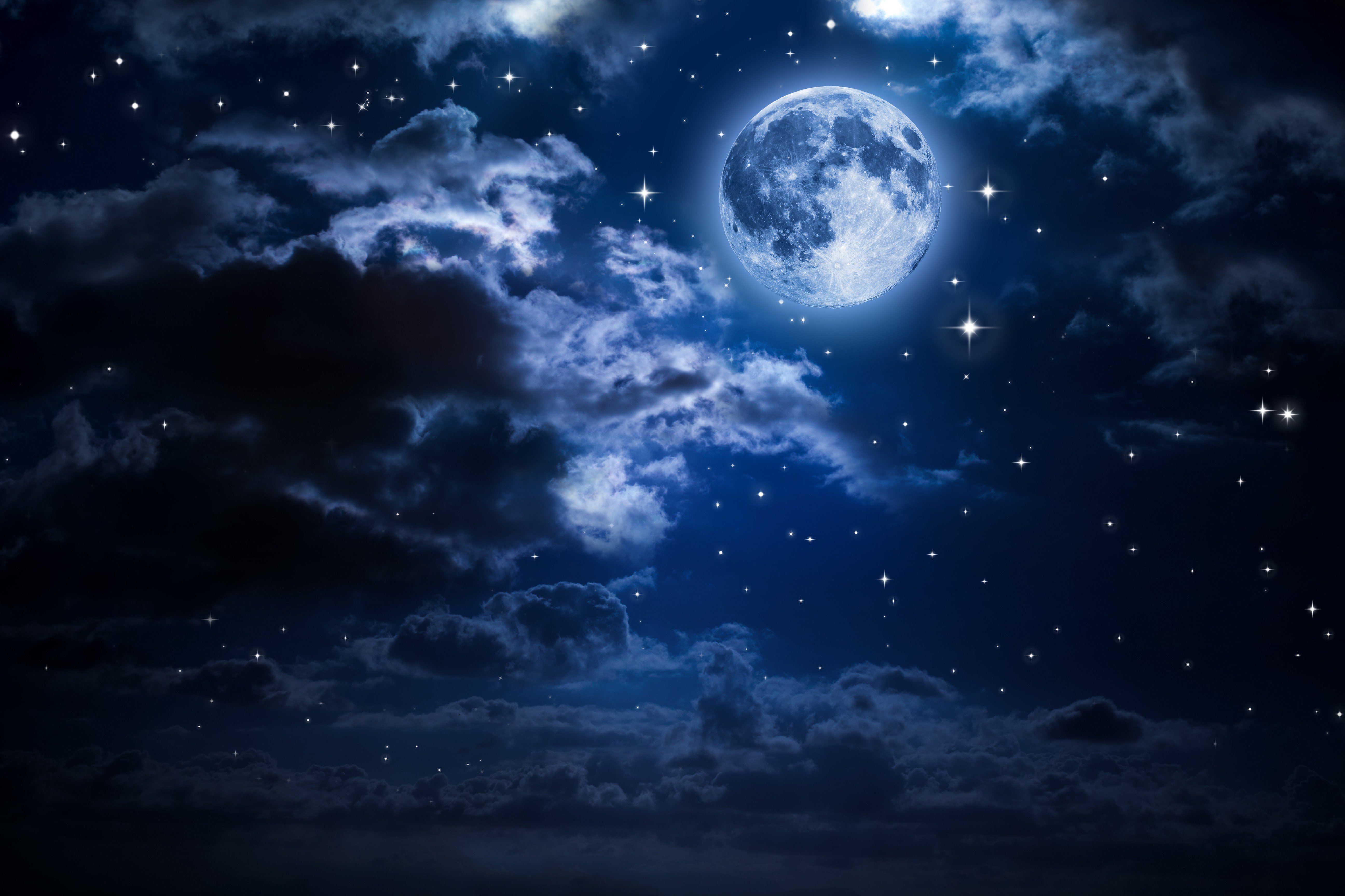 moon night clouds sky wallpaper