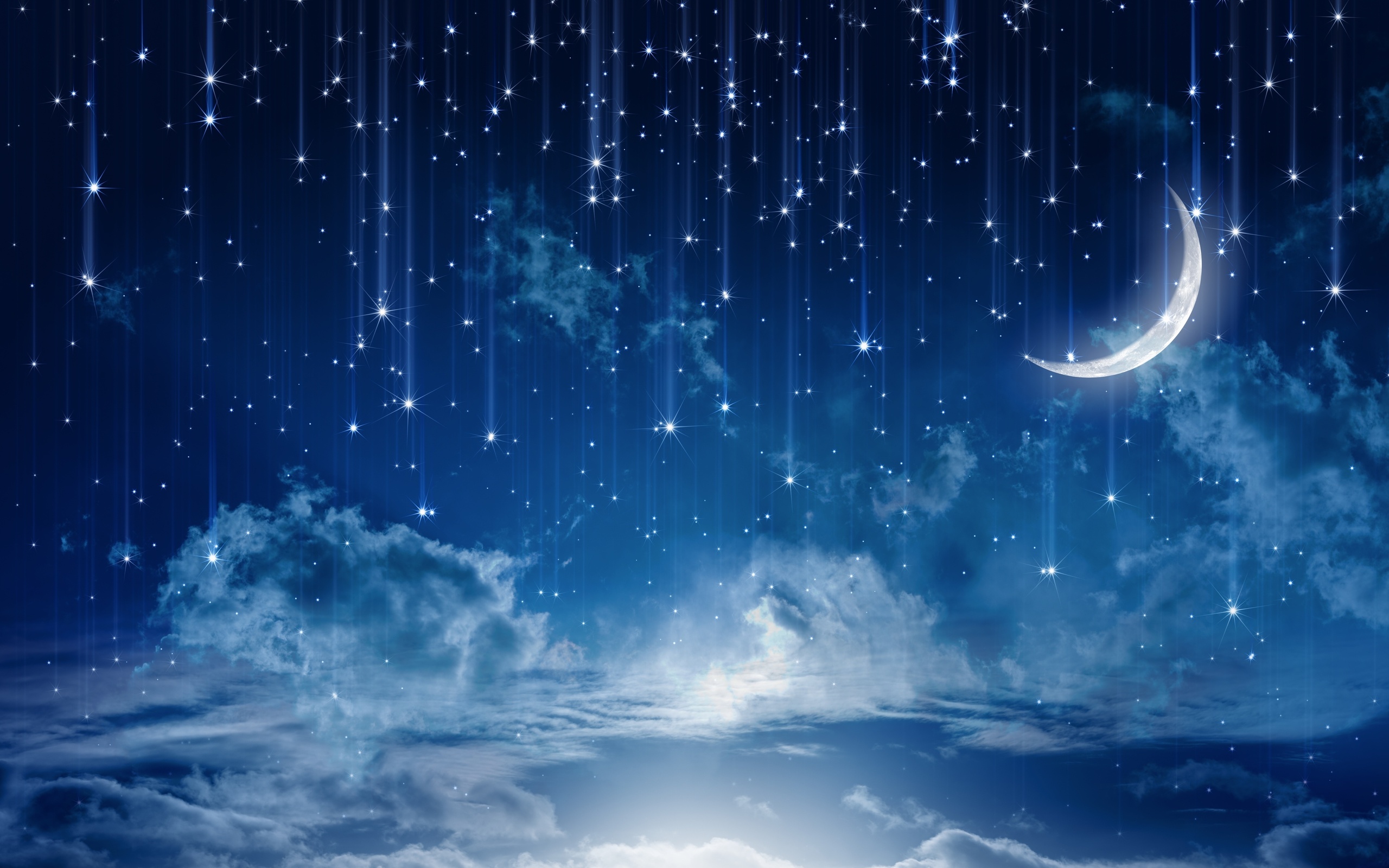 night sky stars moon wallpaper