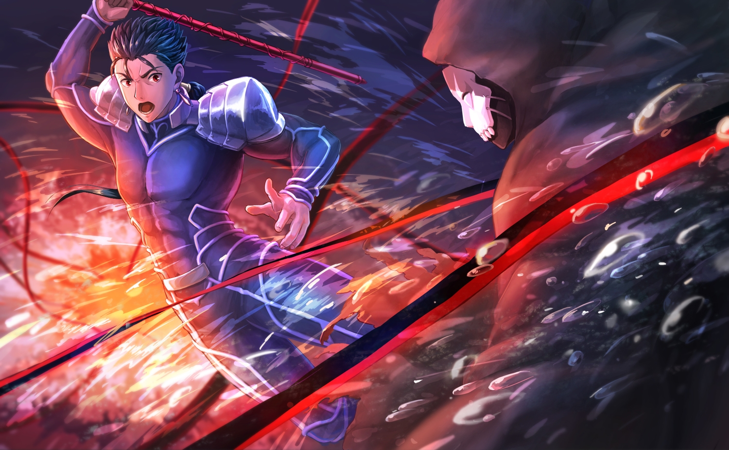 All Male Black Hair Bodysuit Cu Chulainn Fate (series) Fate Stay Night Male Red Eyes Short Hair Spear Suikatabetaifrom True Assassin Weapon. Konachan.com.com Anime Wallpaper