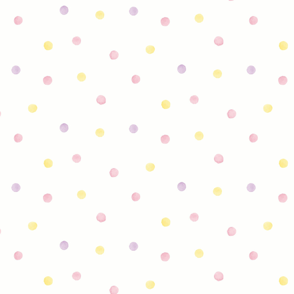 Watercolour Polka Dots by Albany / Yellow, Wallpaper Direct