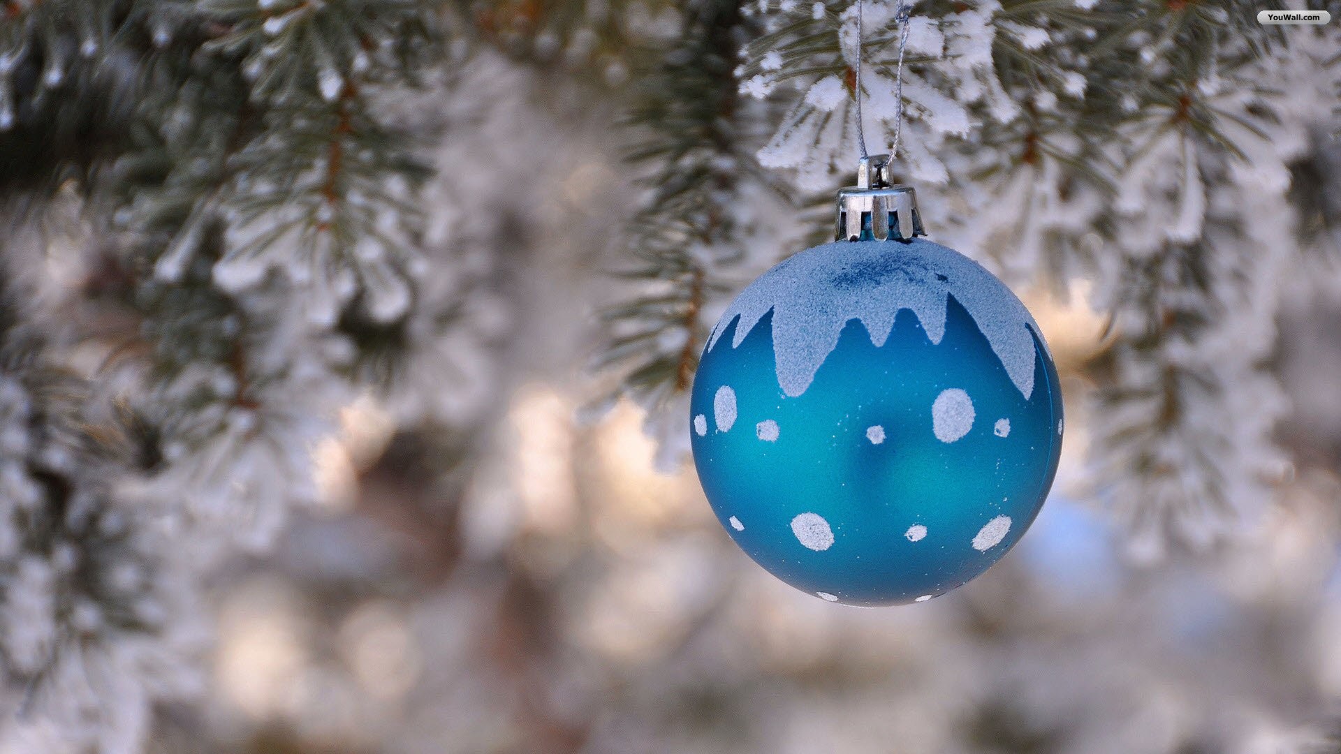 Blue Christmas Ornaments Wallpaper
