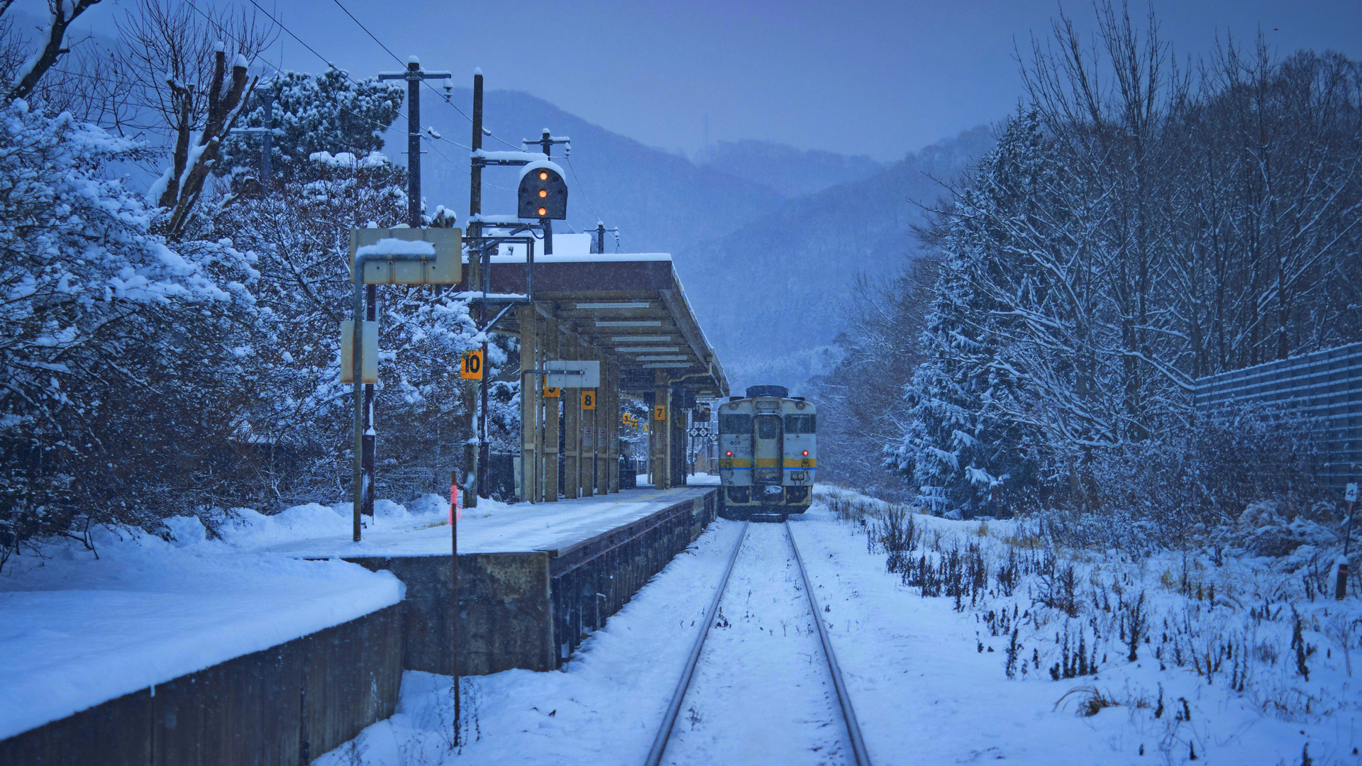 Wallpapers : landscape, Japan, train, winter, snow, railway 1920x1080.