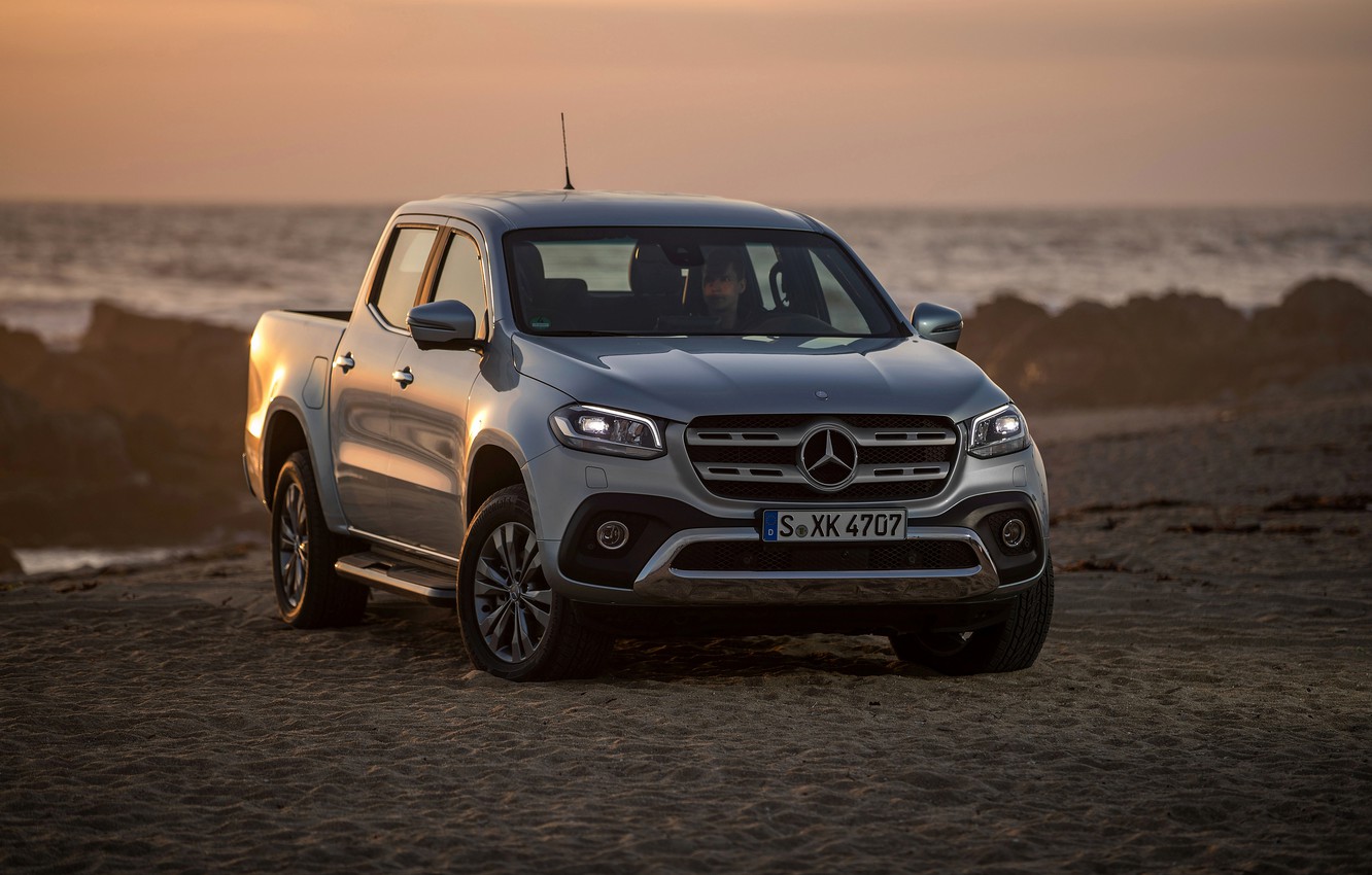 Wallpaper Wave, Stones, Grey, Rocks, Coast, Mercedes Benz, Silver, Pickup, 2017, X Class Image For Desktop, Section Mercedes