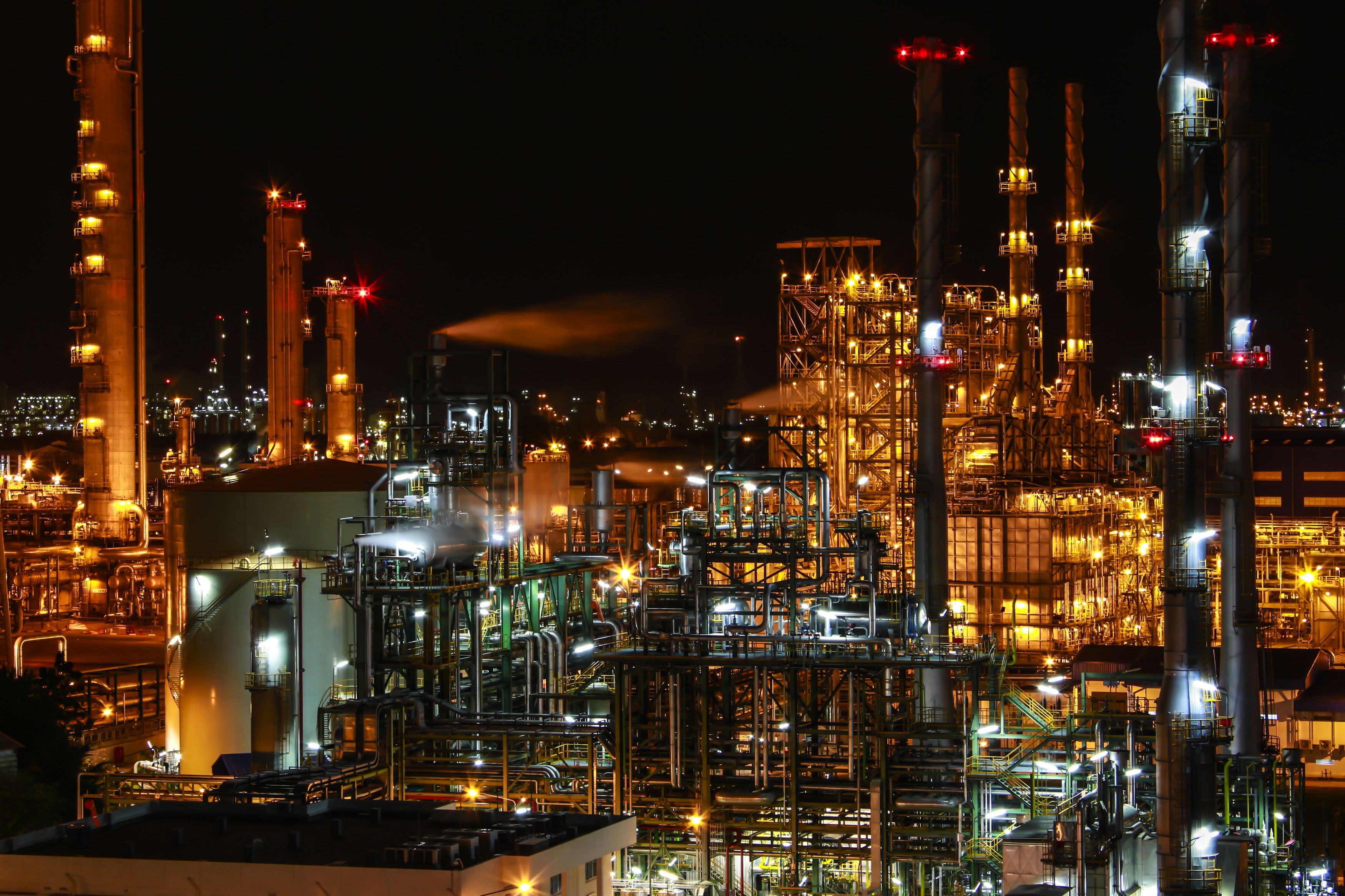 Chemical Plant at Night HD Wallpapers