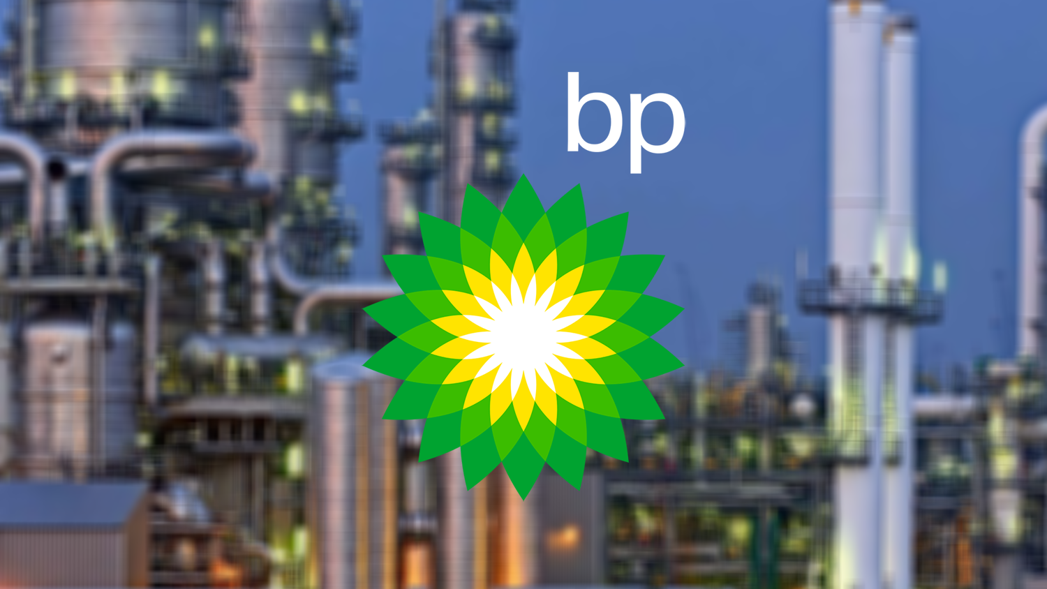 Bp Petroleum White Logo With Chemical Plant Backgrounds