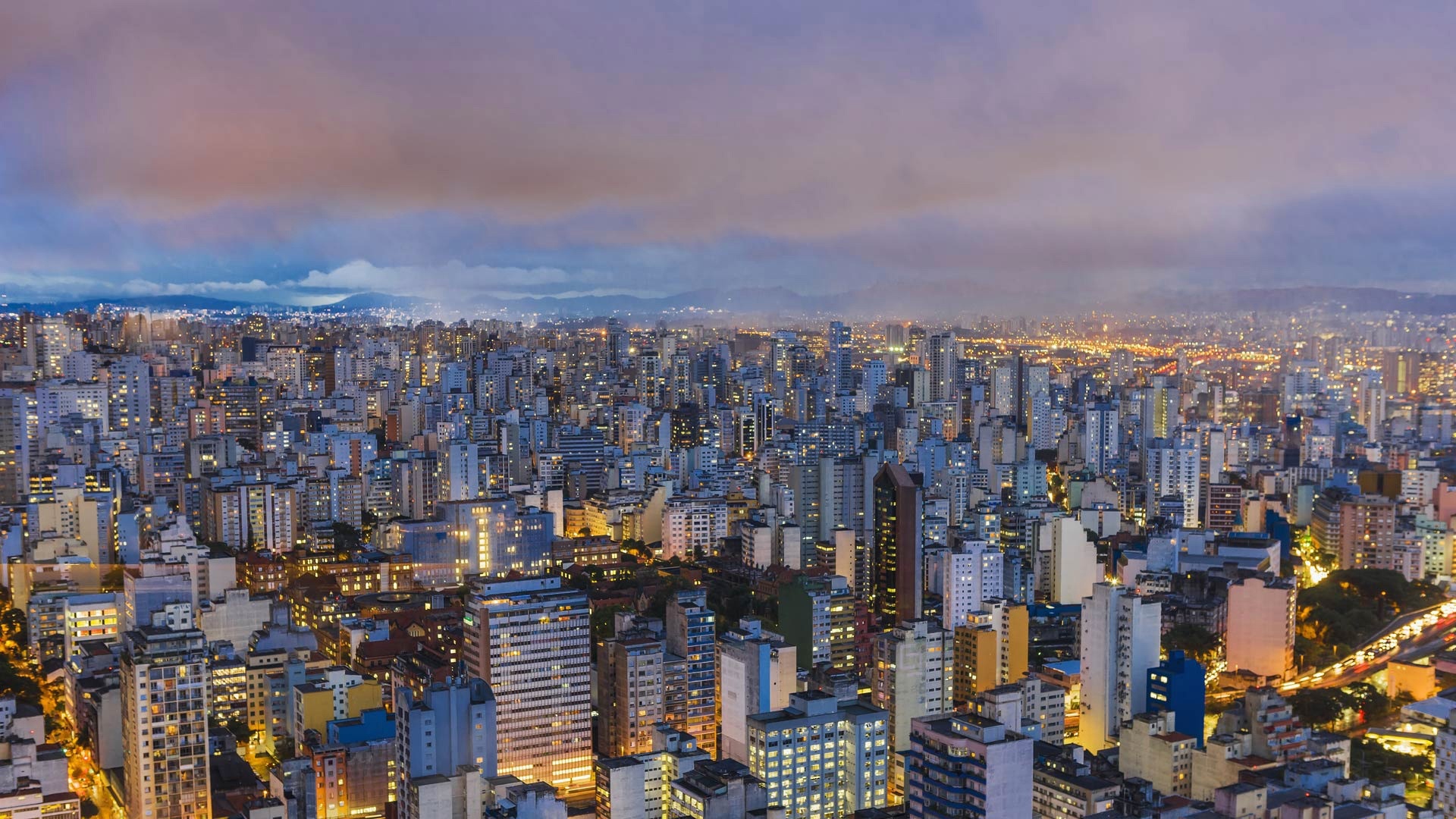 Wallpaper Sao Paulo, Brazil, city, top view, lights, night 1920x1080 Full HD 2K Picture, Image