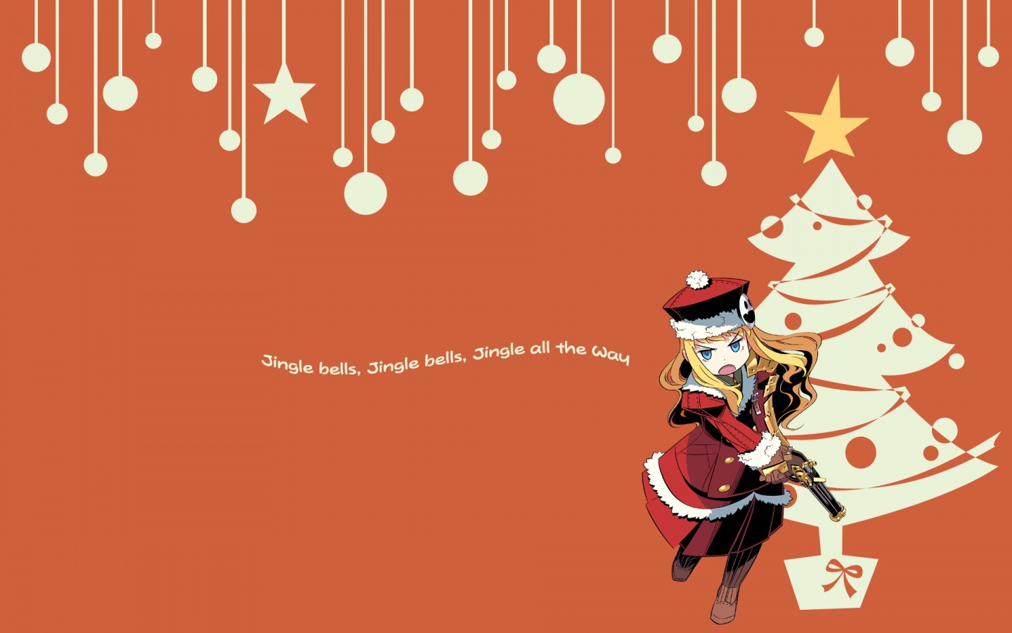 Anime Girl And Christmas Tree Wallpaper