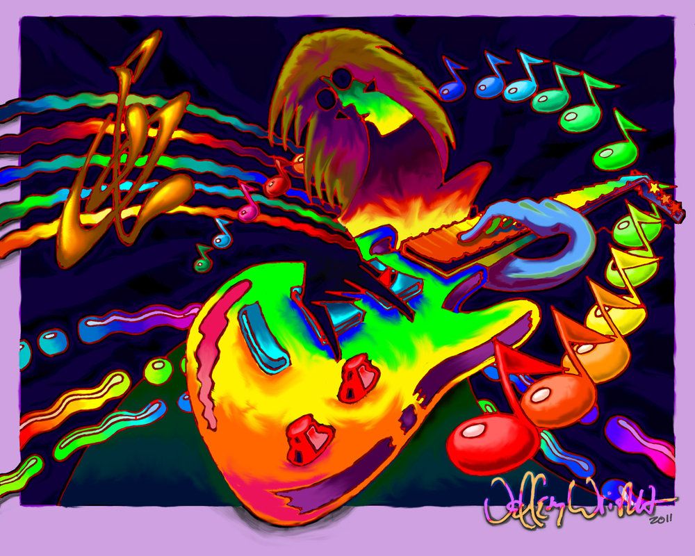 Psychedelic Guitar Wallpaper. Pop art print, Psychedelic poster, Psychedelic