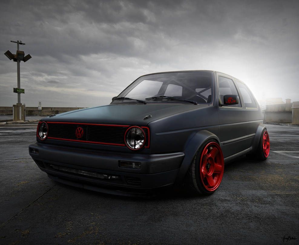golf mk2 i like red with black by hugosilva #VWGolf. Volkswagen golf mk2, Vw golf wallpaper, Golf mk2