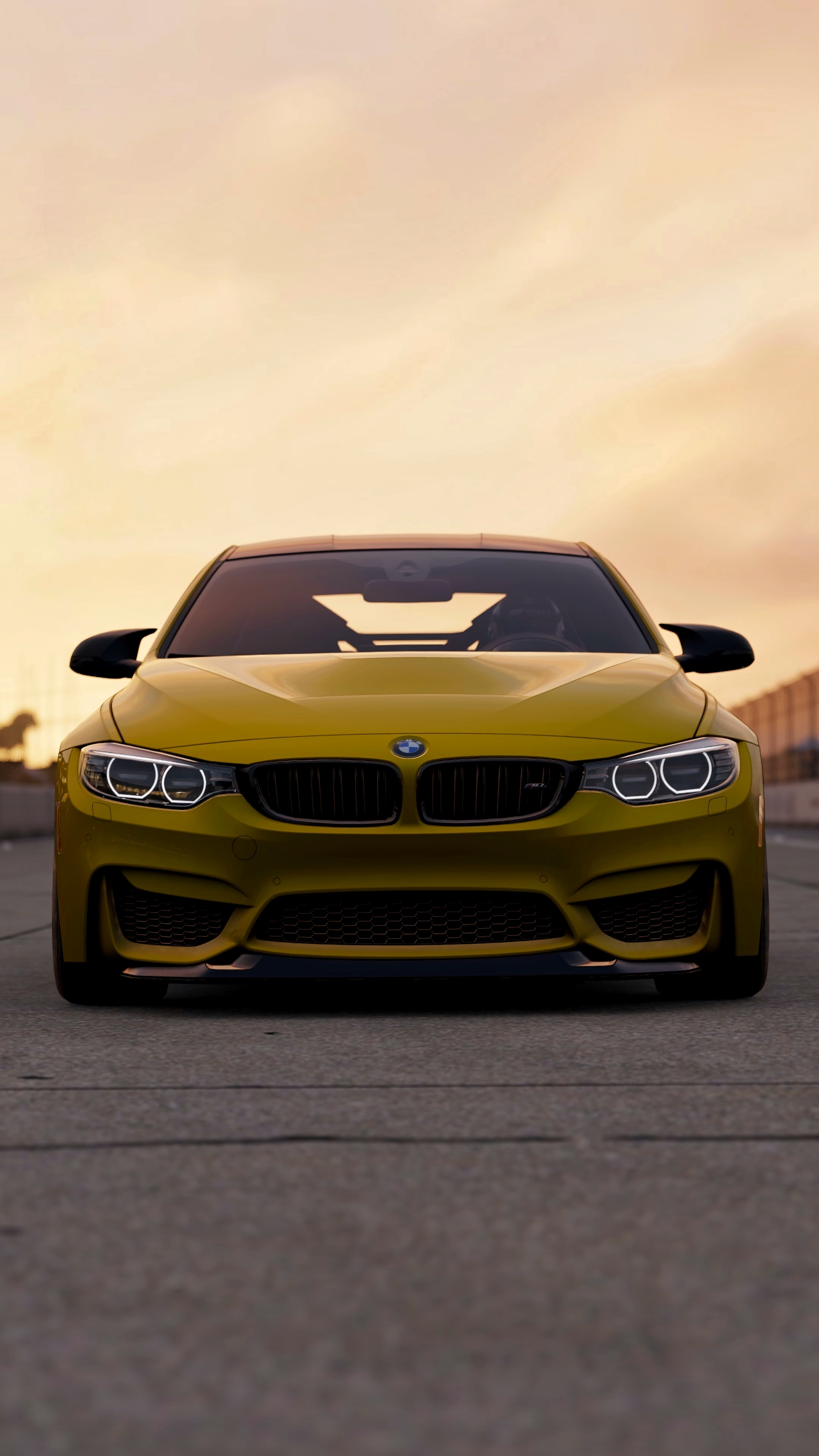 Download 2160x3840 Bmw M Yellow, Front View, Luxury Cars Wallpaper