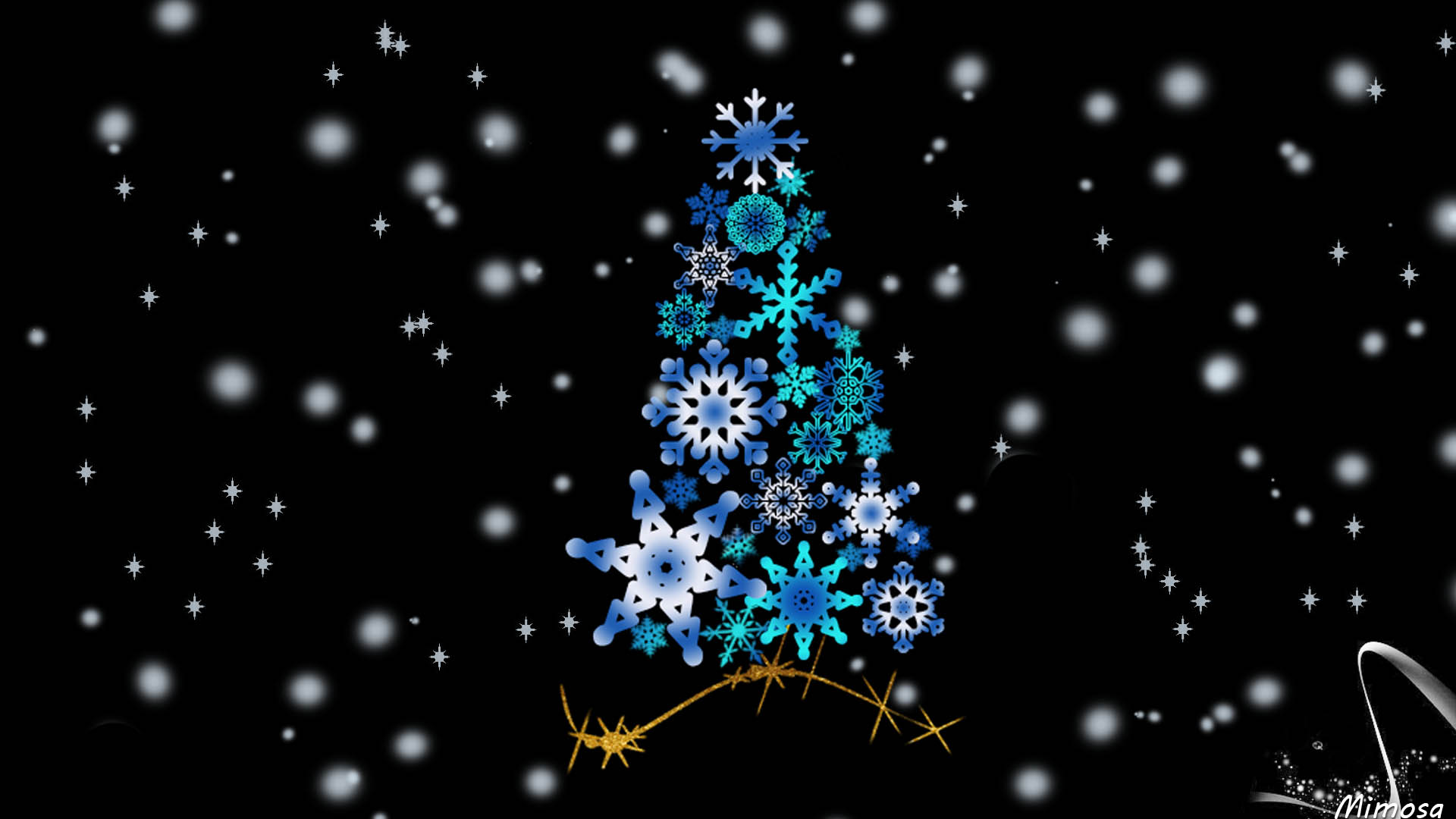1920x1080 Star, Holiday, Abstract, Snowflake, Blue, Christmas Tree, Artistic, Black, Christmas wallpaper JPG