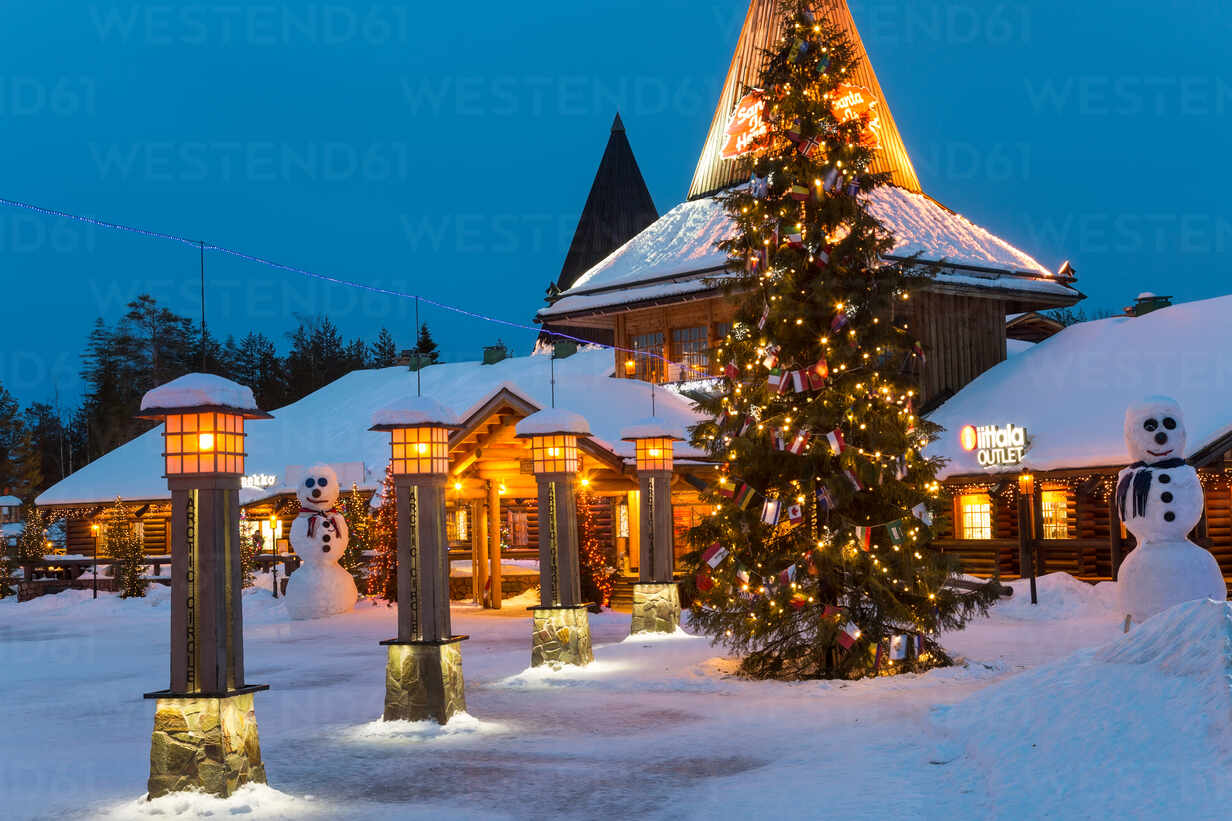 Santa Claus village at dusk, Rovaniemi, Finland