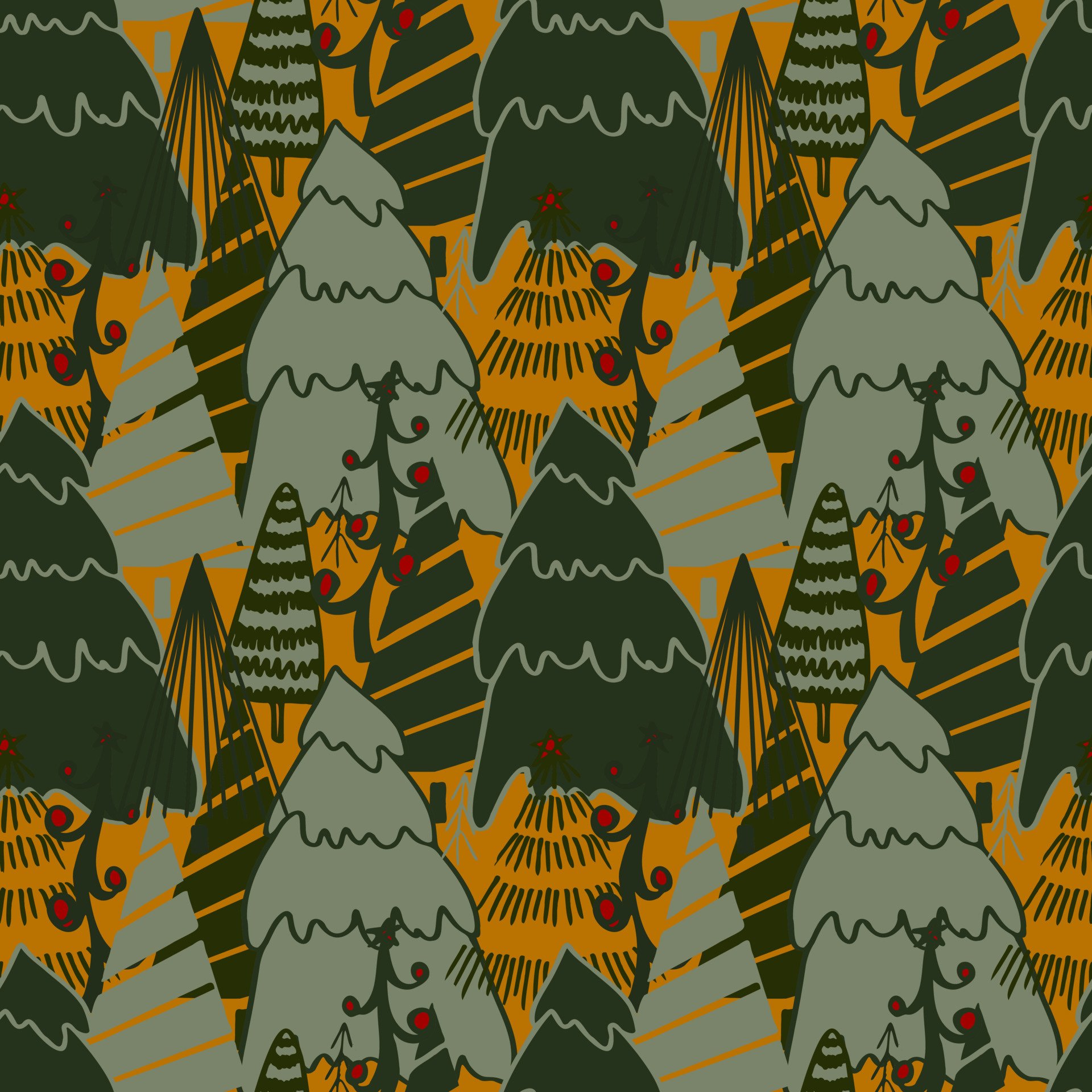 Christmas background vector seamless pattern of stylized Christmas trees. Wallpaper for wrapping paper, invitations, paper and cards, website background. New Year and Christmas festive forest conifer