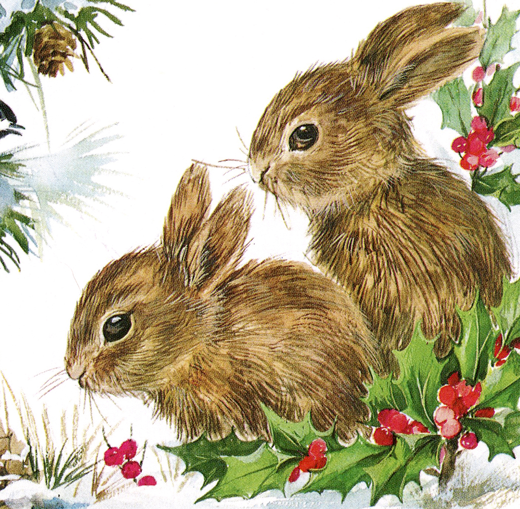 Vintage Christmas Bunnies! Graphics Fairy