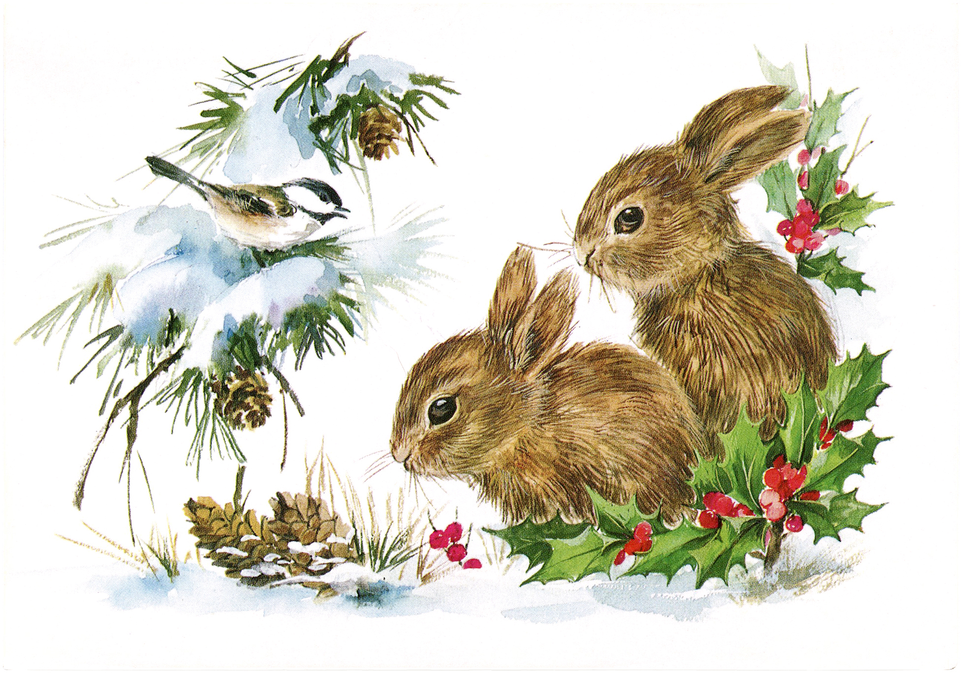 Vintage Christmas Bunnies! Graphics Fairy