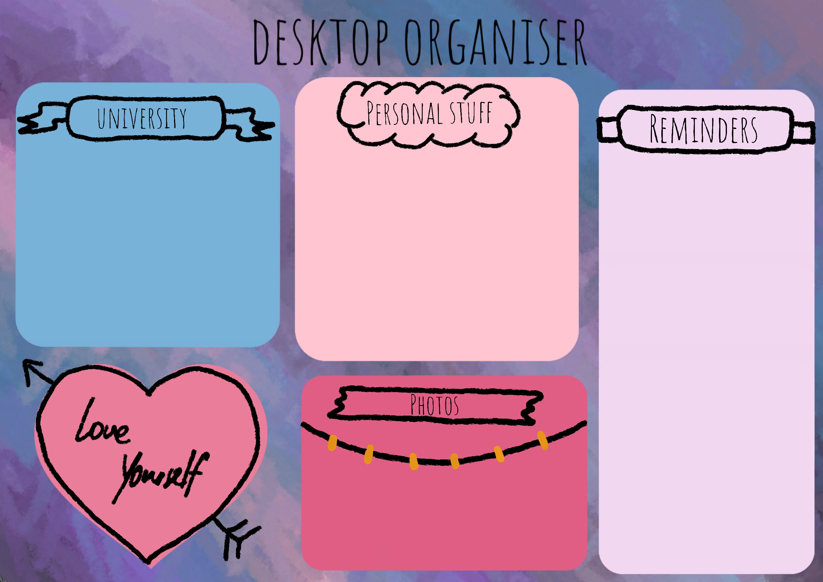 Design a desktop wallpaper which organises your folders