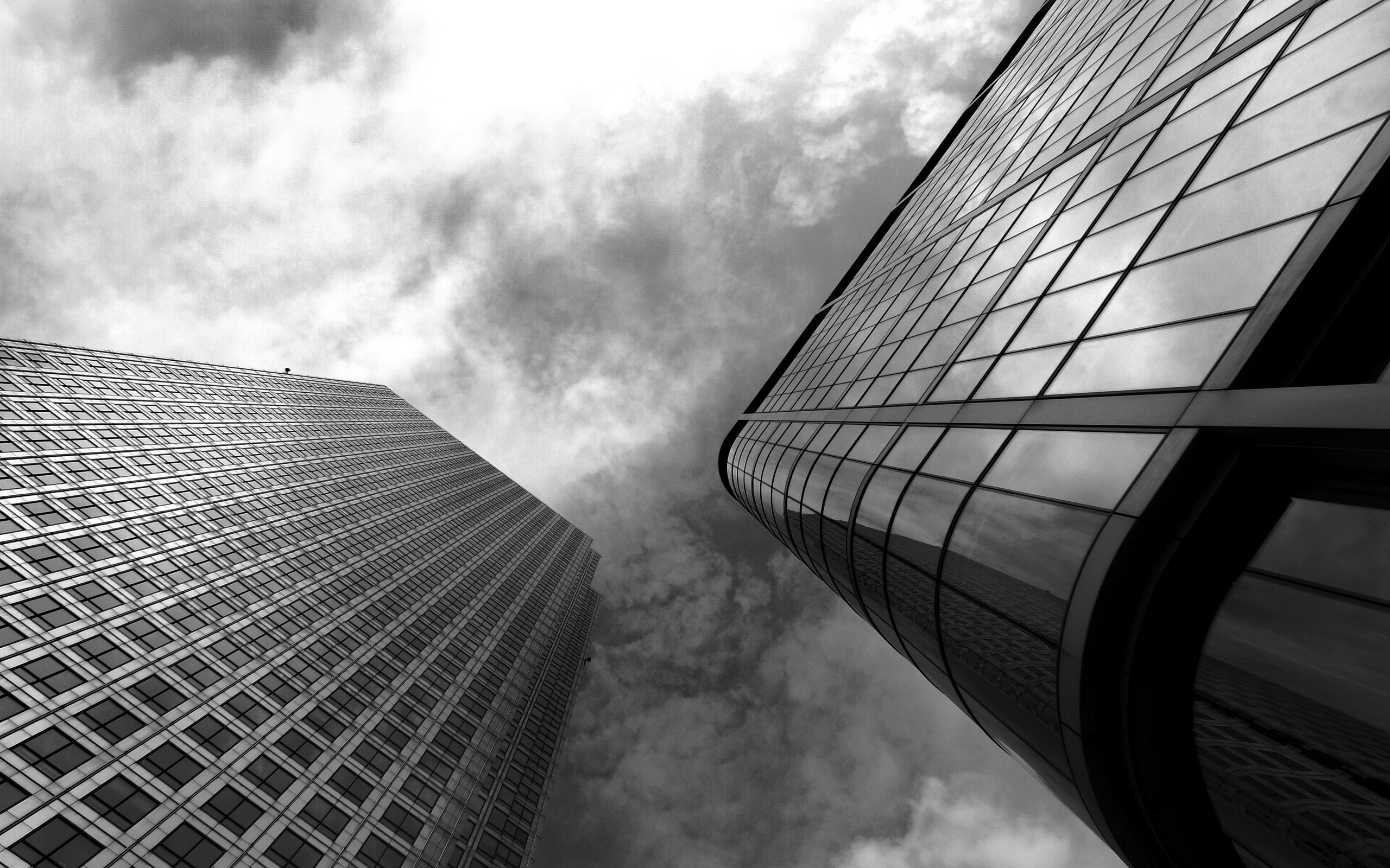 Clouds cityscapes buildings monochrome skyscapes wallpapers