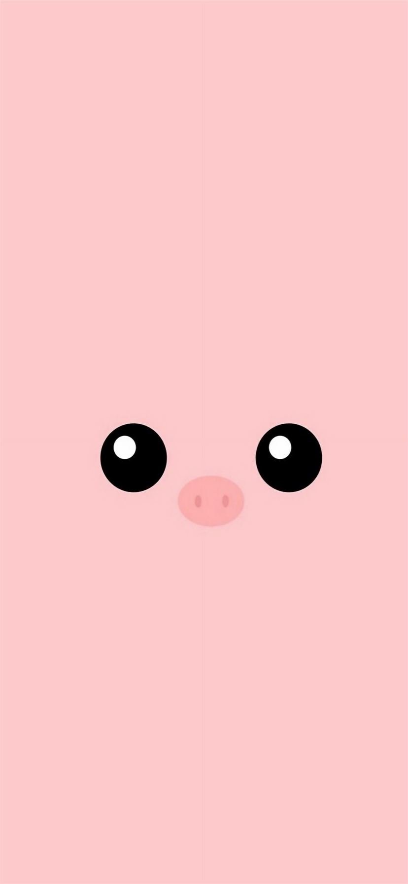 Minimal Pink Piggy Cute Eyes iPhone Wallpaper Free Download
