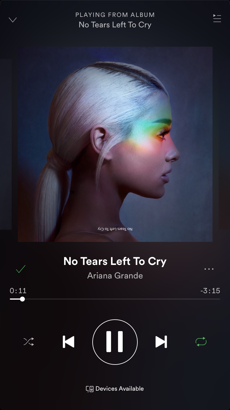 No tears left to cry is a great song! I will def be adding it to my May playlist on Spotify!