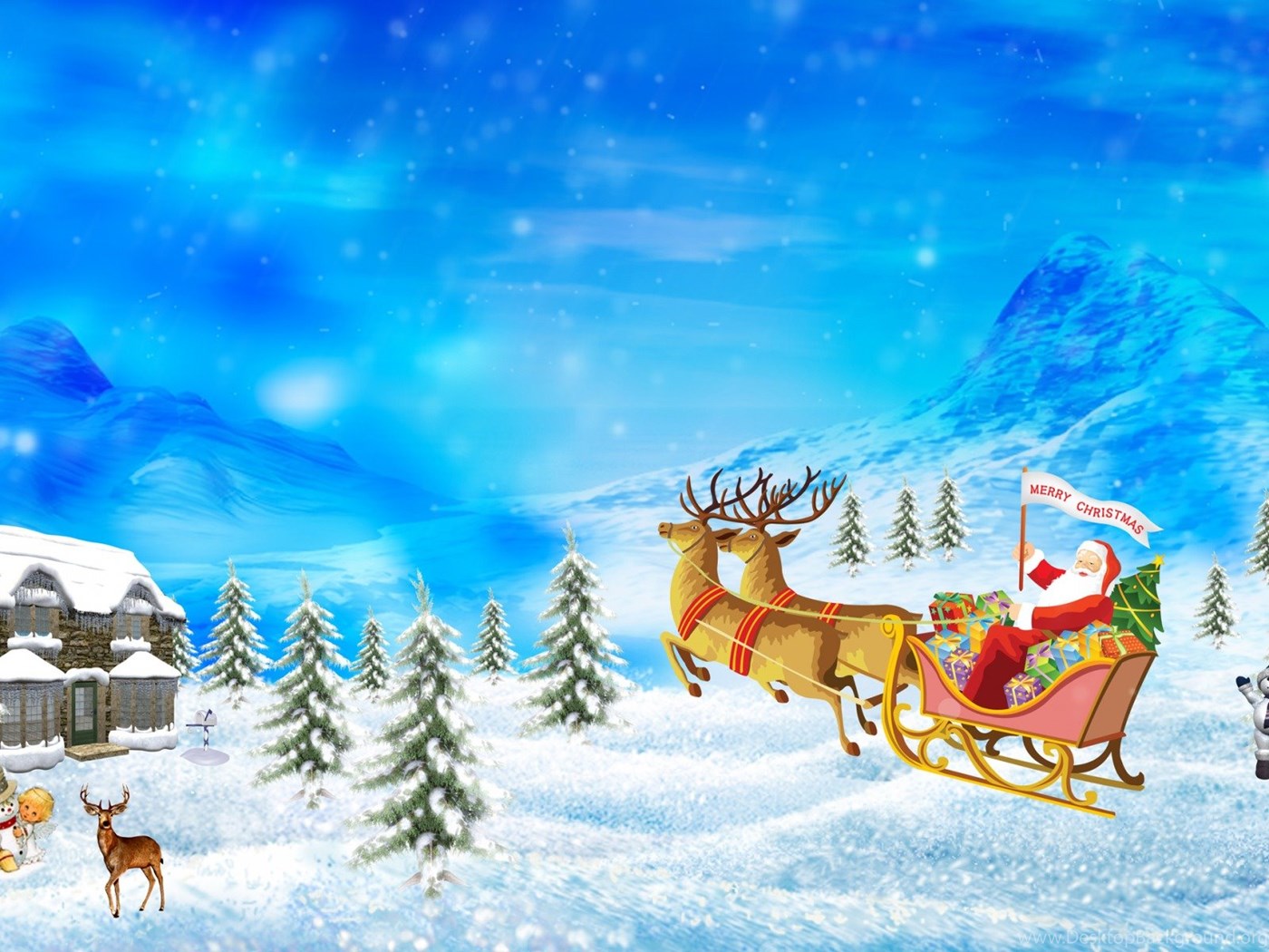 Cute Cartoon Marry Christmas Wallpapers For PC Desktop Backgrounds
