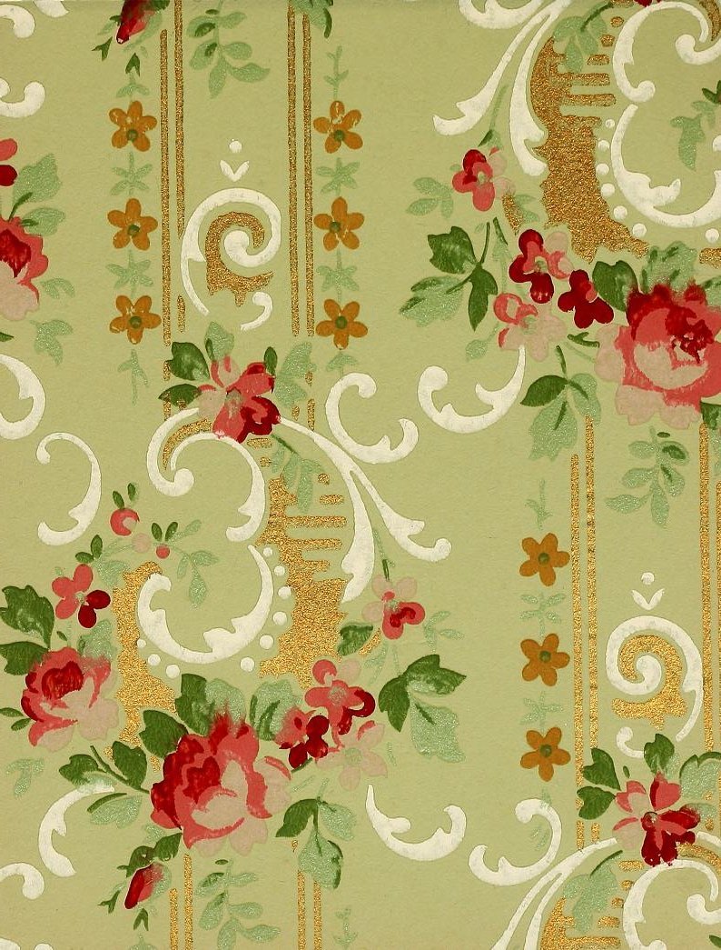Old Edwardian wallpapers styles & home decor, plus 40 real paper samples from the early 1900s