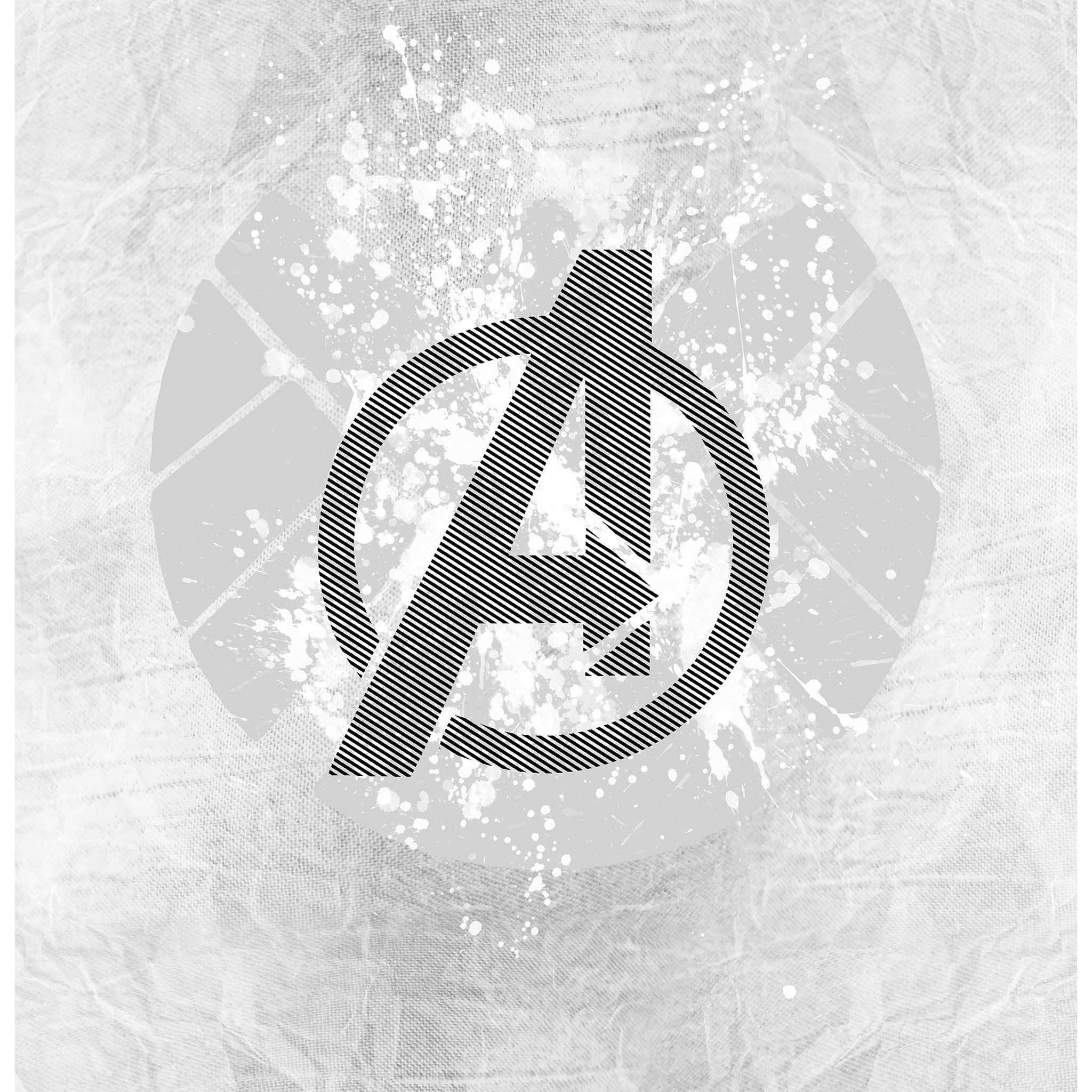 Avengers Logo Art Hero White iPad Air Wallpapers Free Download
