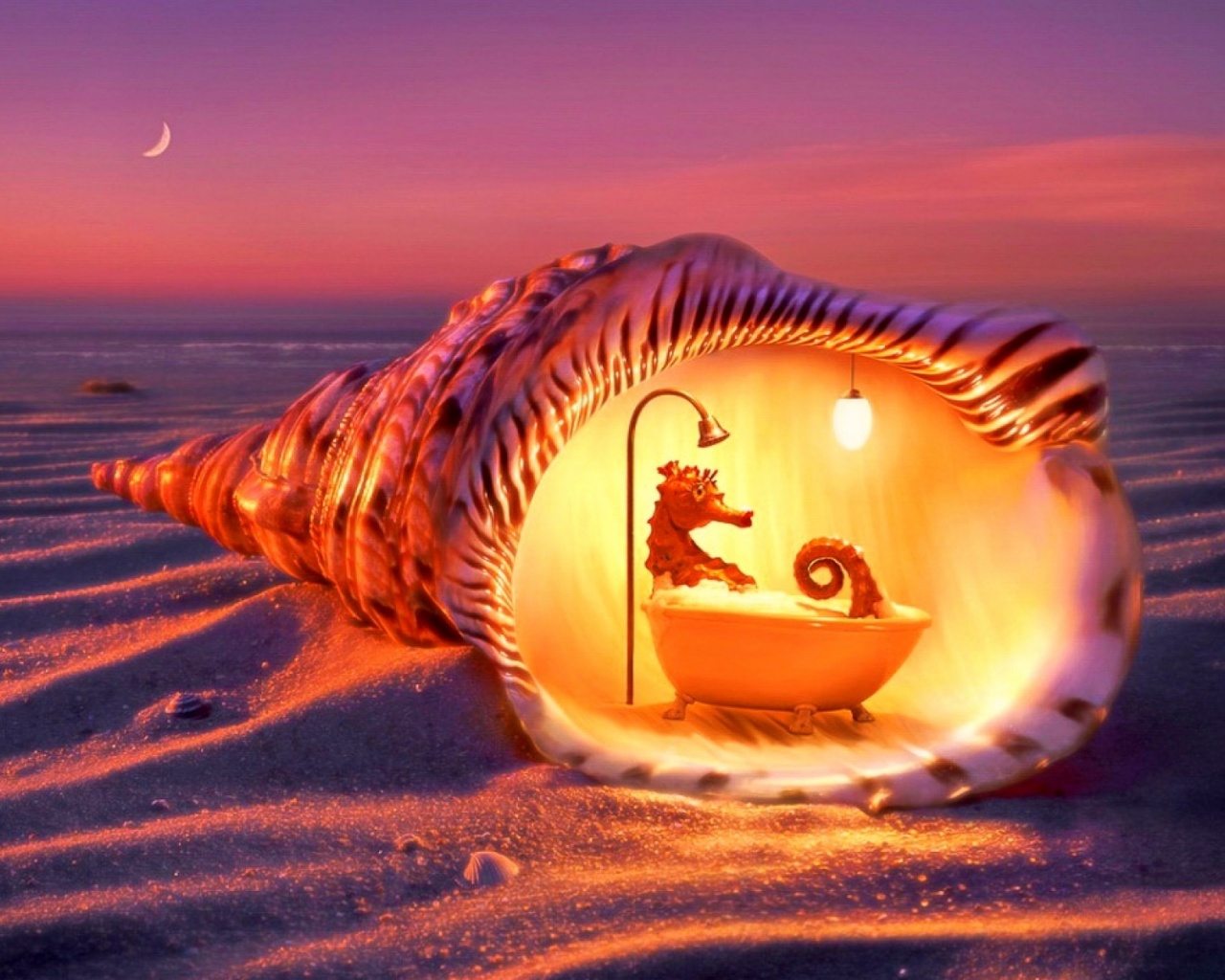 Sea Horse Relaxing Bath desktop PC and Mac wallpaper