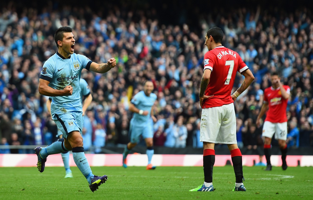 Wallpaper football, manchester, Manchester, football, Mary, United, The Premier League, Sergio Aguero, Manchester City, united, Di Maria, Premiel League, Aguero, Derby image for desktop, section спорт