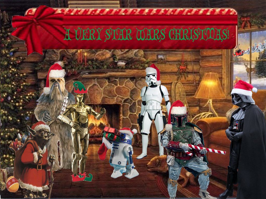 Bức ảnh nền Star Wars Giáng sinh này sẽ cho bạn cảm giác như đang ngồi trong một căn phòng đầy ánh sáng lấp lánh. Mỗi chi tiết mô tả được cảm giác của mùa lễ, với những chiếc xe tải hàng, những phuộc cành poinsettia và những con tuyết trắng xóa. Hãy để chiếc máy tính của bạn đón Giáng sinh theo phong cách Star Wars.