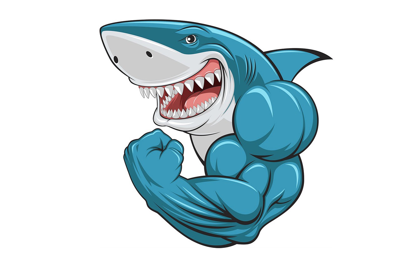 Wallpapers shark, mouth, muscles, biceps image for desktop, section минимализм